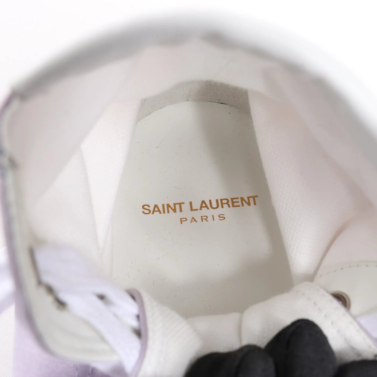 Saint Laurent Saint Laurent Paris Malibu Satin High-top Sneakers in Metallic Purple 718403, Size 38 EU Paars