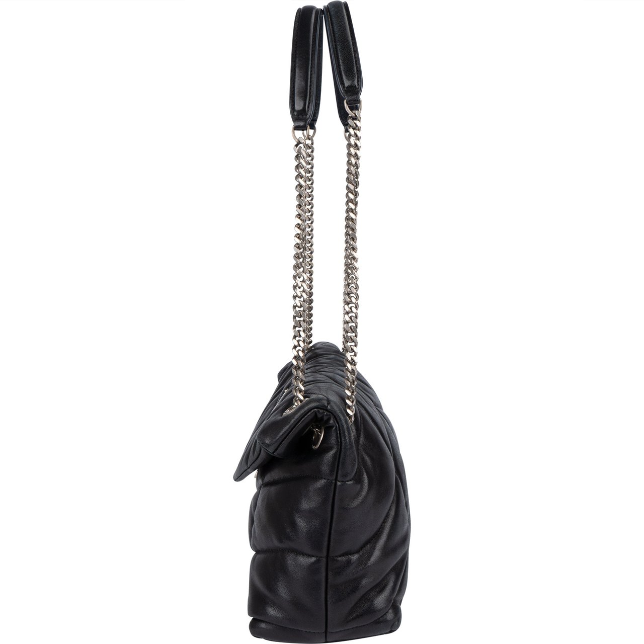 Saint Laurent Saint Laurent Quilted Lambskin Loulou Puffer Medium Crossbody Bag Zwart