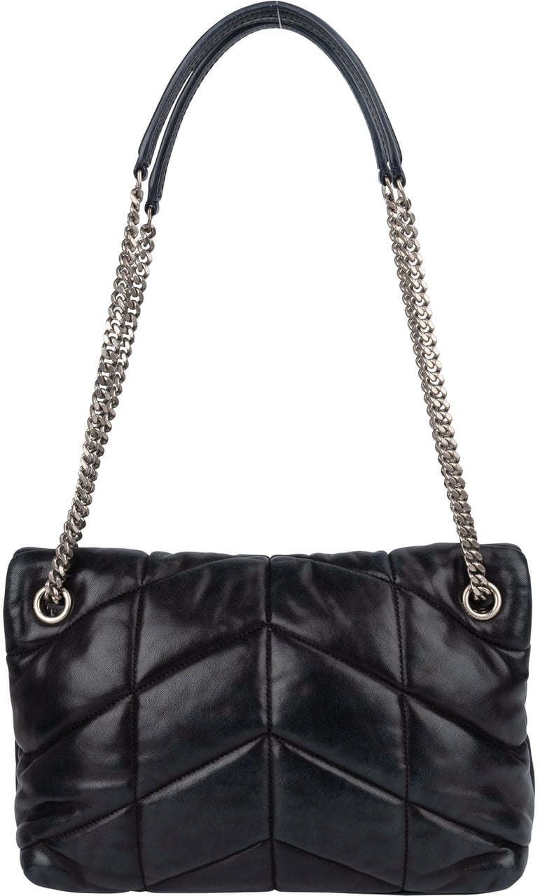 Saint Laurent Saint Laurent Quilted Lambskin Loulou Puffer Medium Crossbody Bag Zwart