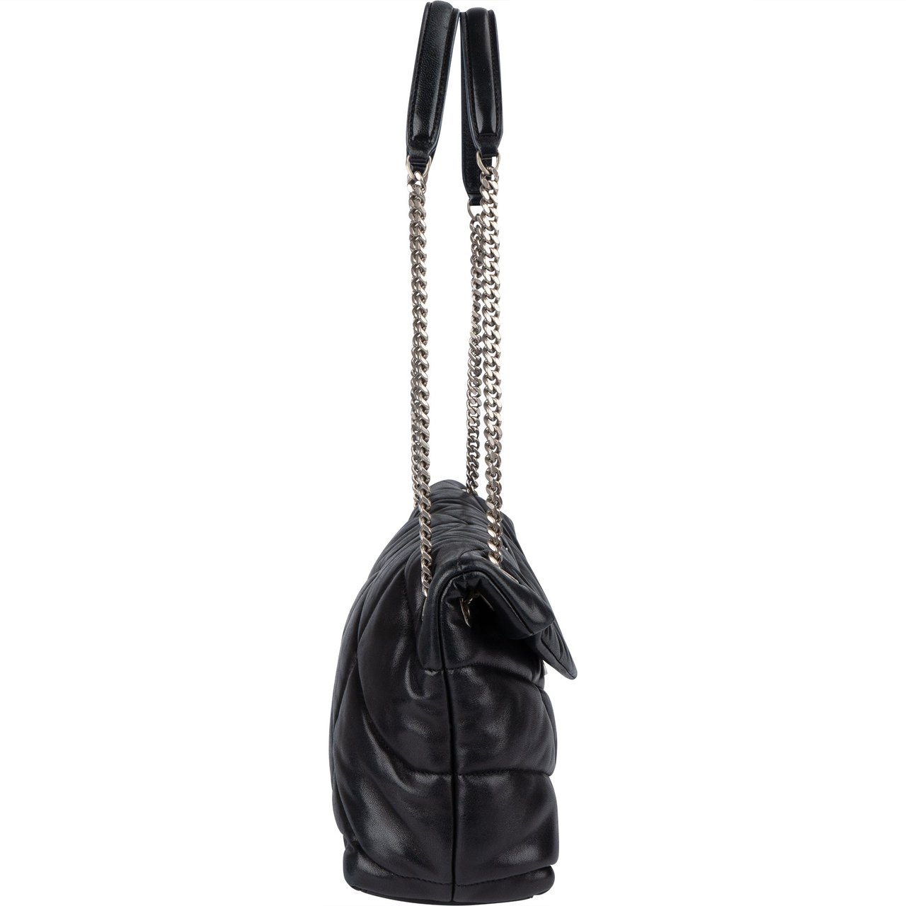 Saint Laurent Saint Laurent Quilted Lambskin Loulou Puffer Medium Crossbody Bag Zwart