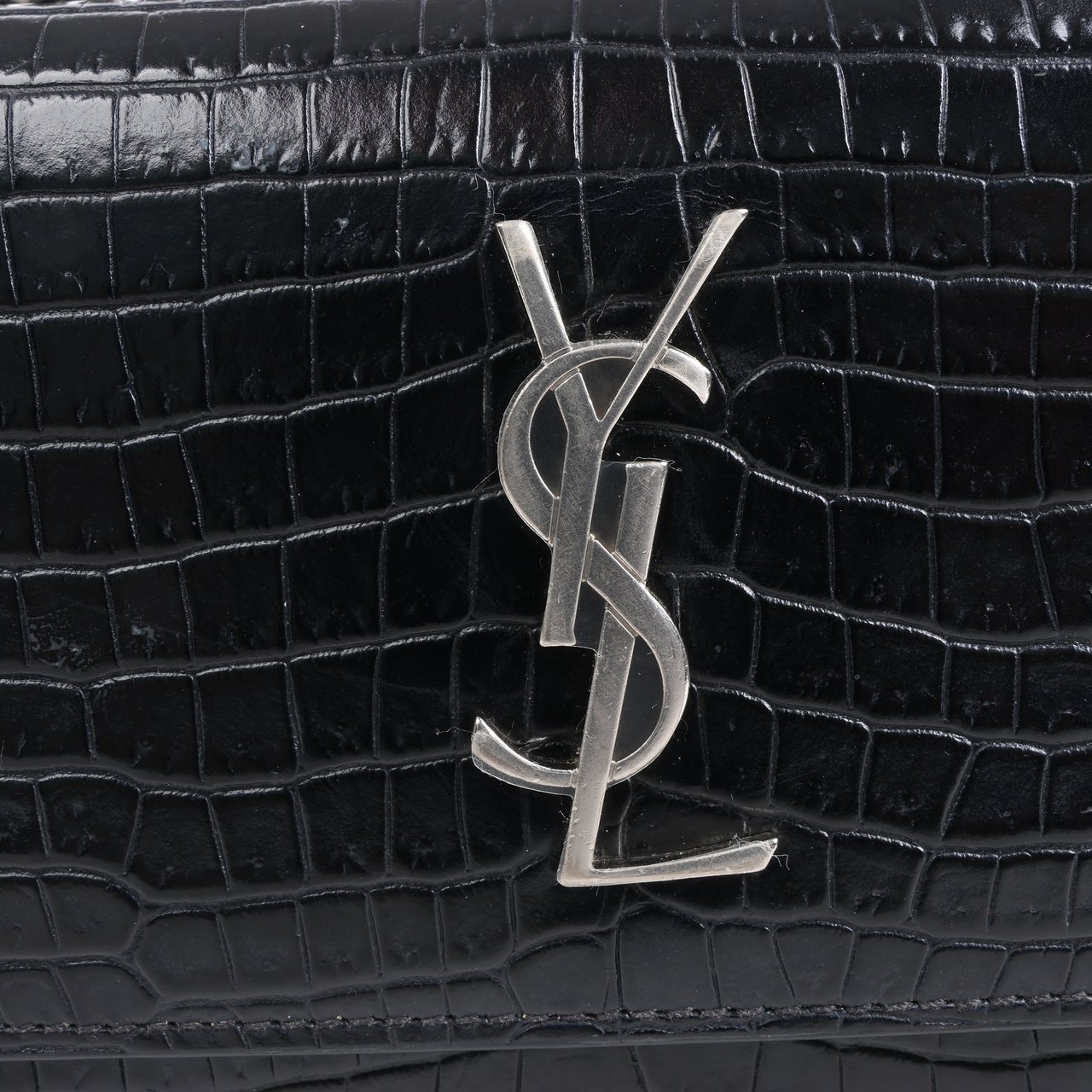 Saint Laurent Saint Laurent Paris Sunset Mock Croc Shoulder Bag in Black Zwart