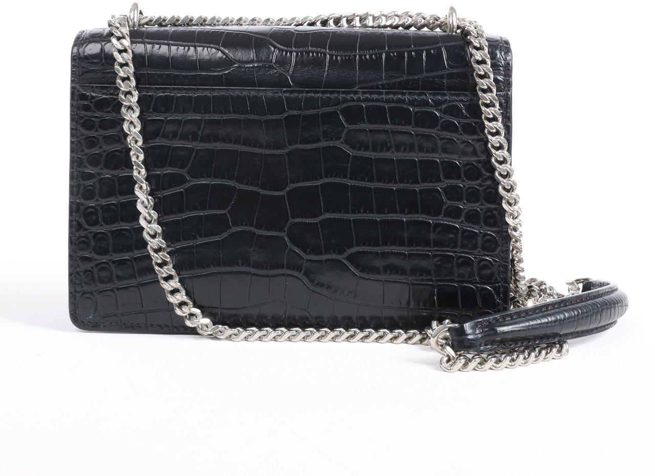 Saint Laurent Saint Laurent Paris Sunset Mock Croc Shoulder Bag in Black Zwart