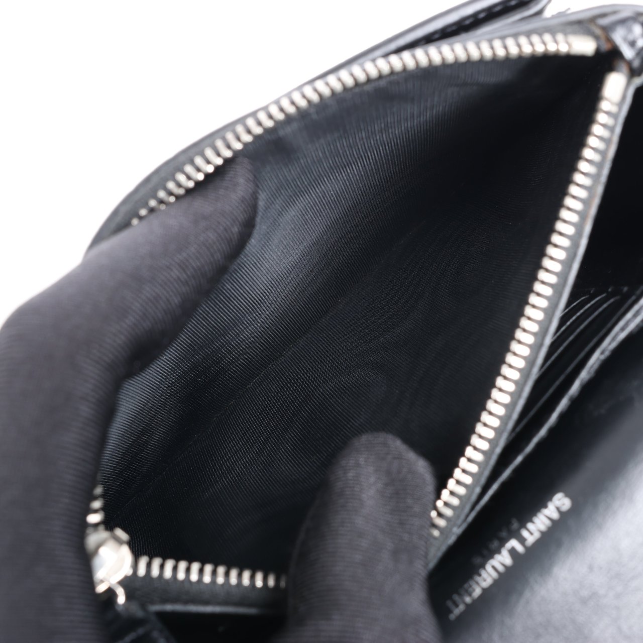 Saint Laurent Saint Laurent Paris Sunset Mock Croc Shoulder Bag in Black Zwart