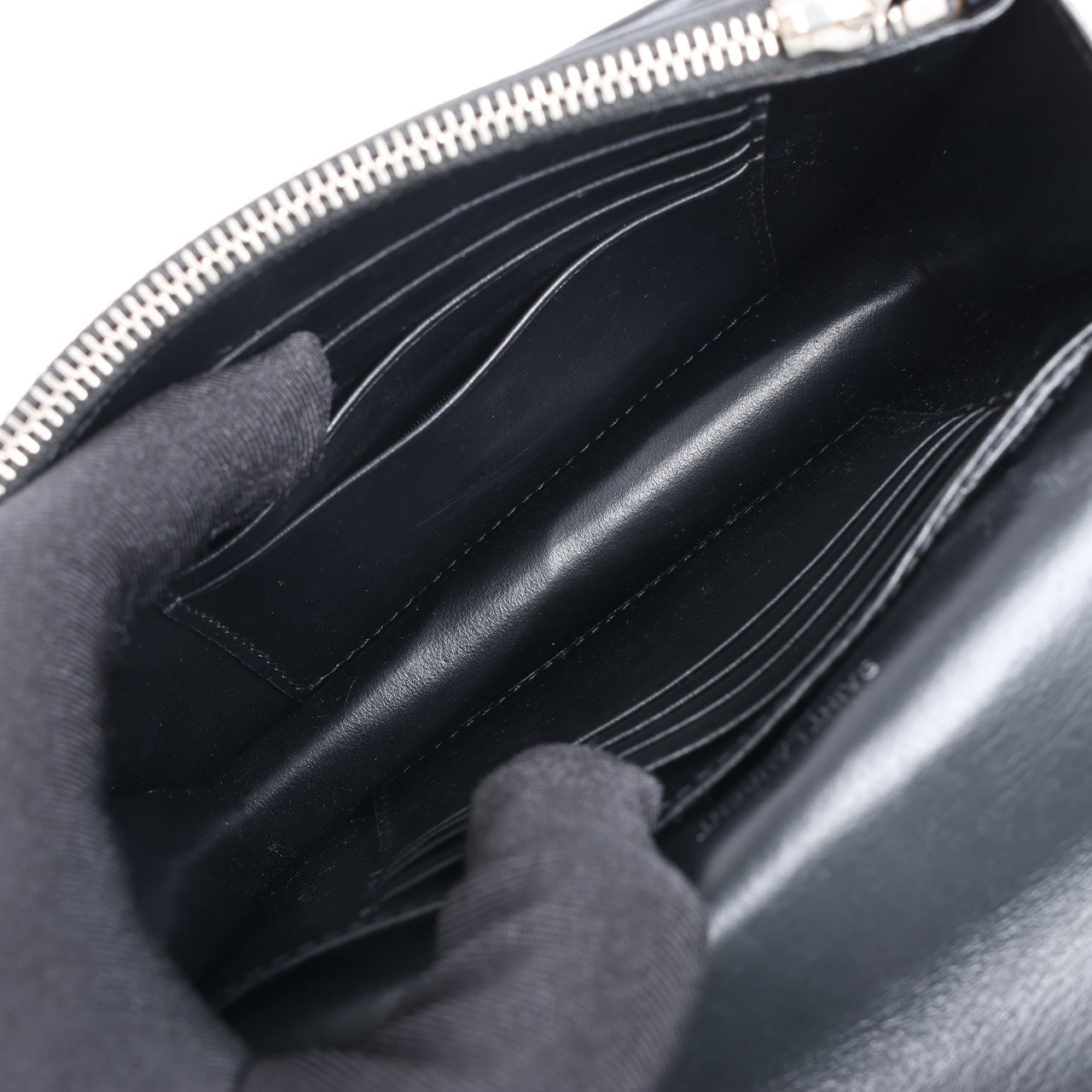 Saint Laurent Saint Laurent Paris Sunset Mock Croc Shoulder Bag in Black Zwart