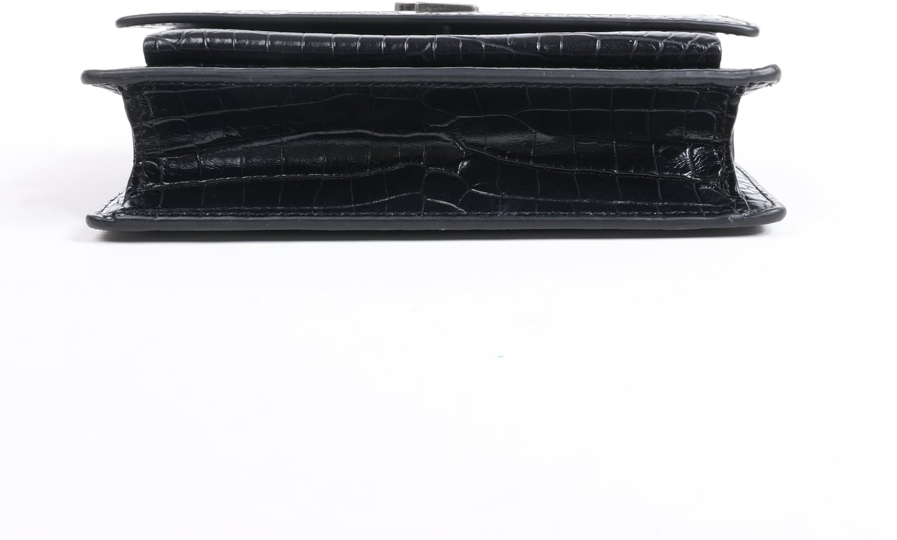 Saint Laurent Saint Laurent Paris Sunset Mock Croc Shoulder Bag in Black Zwart