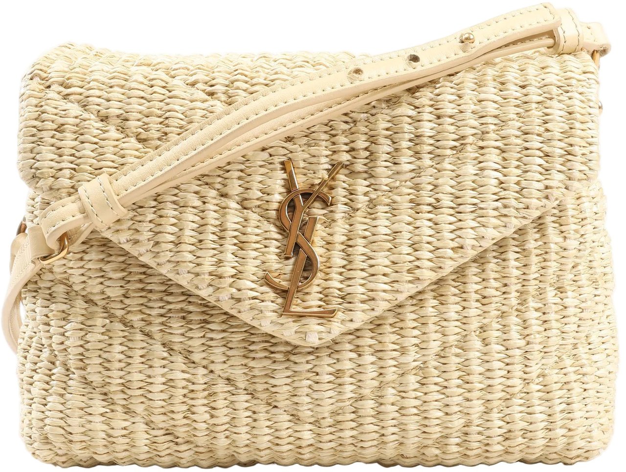 Saint Laurent Saint Laurent Paris Loulou Raffia x Leather Crossbody Bag in Beige 467072 Beige