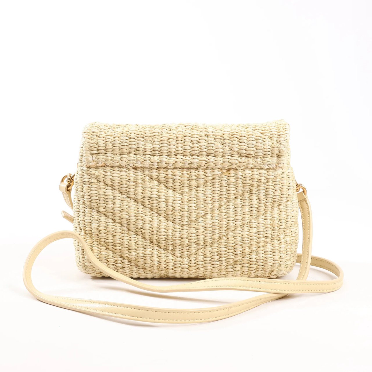Saint Laurent Saint Laurent Paris Loulou Raffia x Leather Crossbody Bag in Beige 467072 Beige