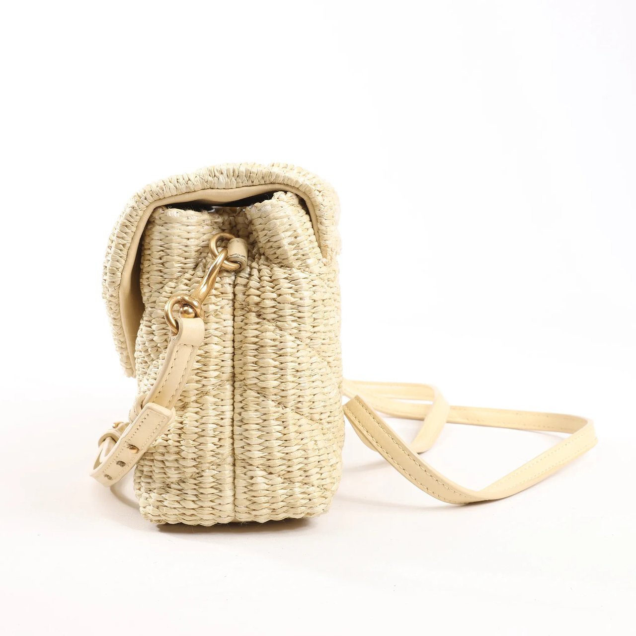 Saint Laurent Saint Laurent Paris Loulou Raffia x Leather Crossbody Bag in Beige 467072 Beige