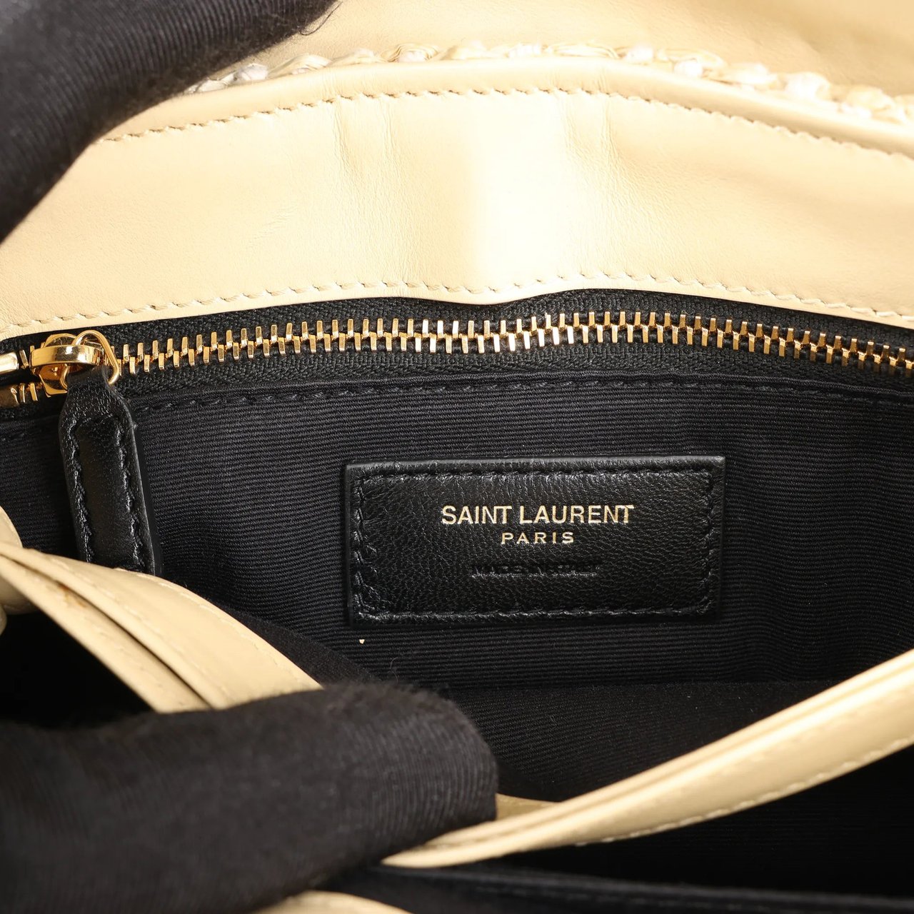 Saint Laurent Saint Laurent Paris Loulou Raffia x Leather Crossbody Bag in Beige 467072 Beige