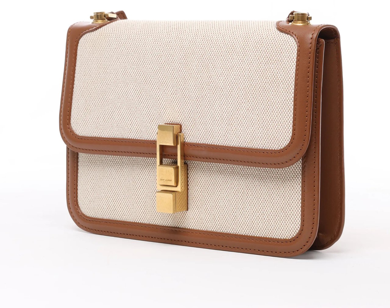 Saint Laurent Saint Laurent Paris Carre Canvas x Leather Shoulder bag in Beige x Brown 647713 Divers