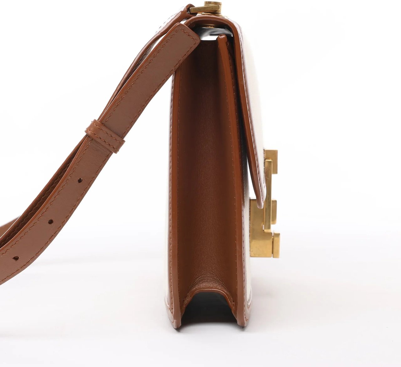 Saint Laurent Saint Laurent Paris Carre Canvas x Leather Shoulder bag in Beige x Brown 647713 Divers