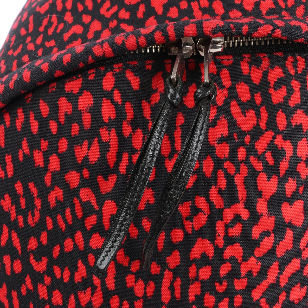 Saint Laurent Saint Laurent Paris Leopard Hunting Canvas x Leather Backpack in Red x Black 326865 Divers