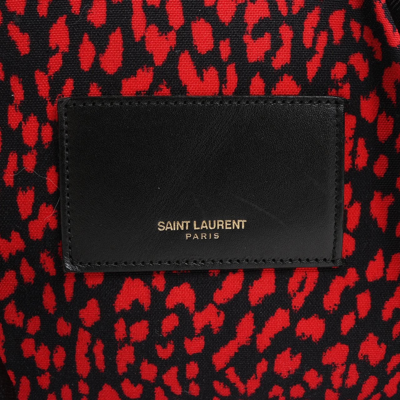 Saint Laurent Saint Laurent Paris Leopard Hunting Canvas x Leather Backpack in Red x Black 326865 Divers