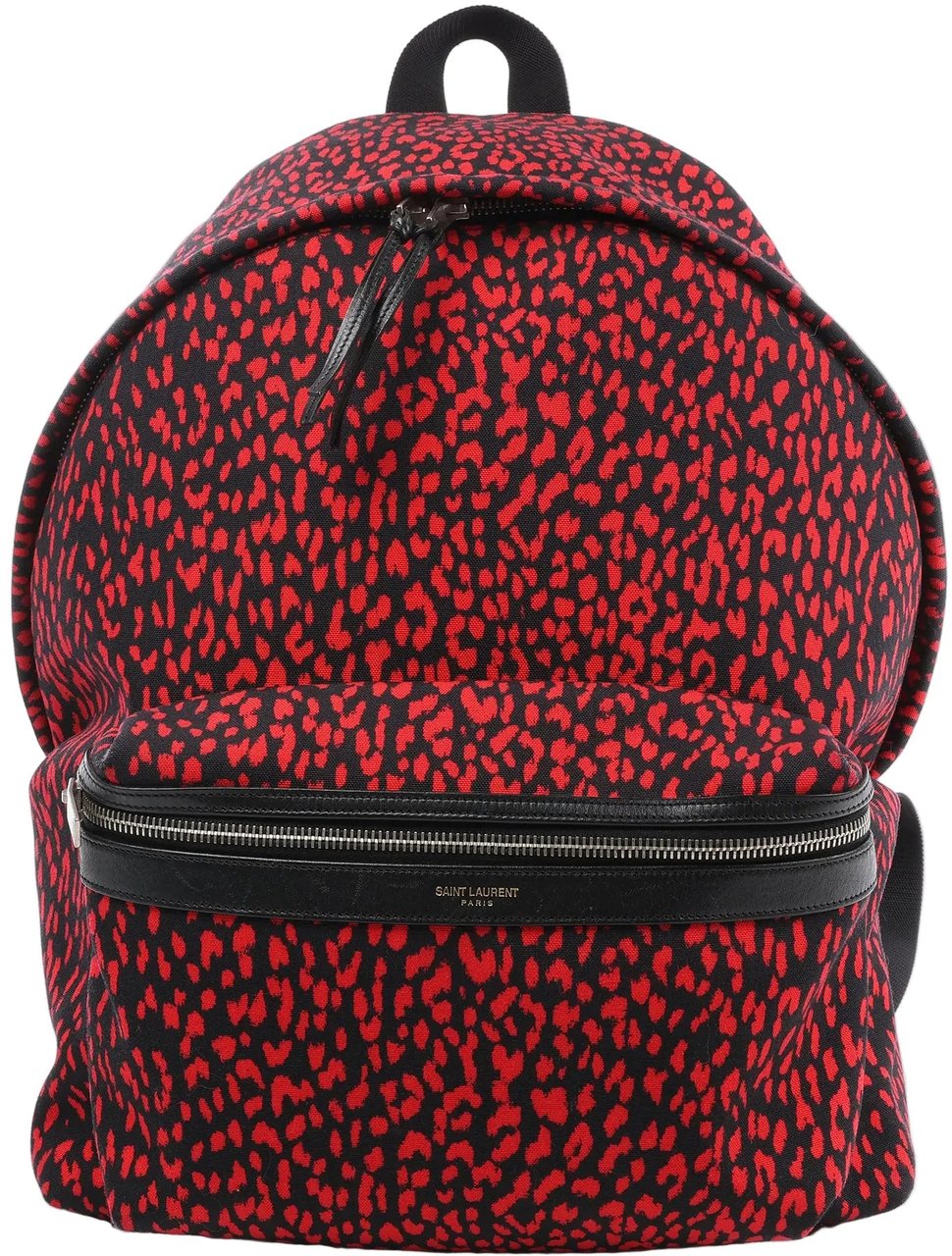Saint Laurent Saint Laurent Paris Leopard Hunting Canvas x Leather Backpack in Red x Black 326865 Divers