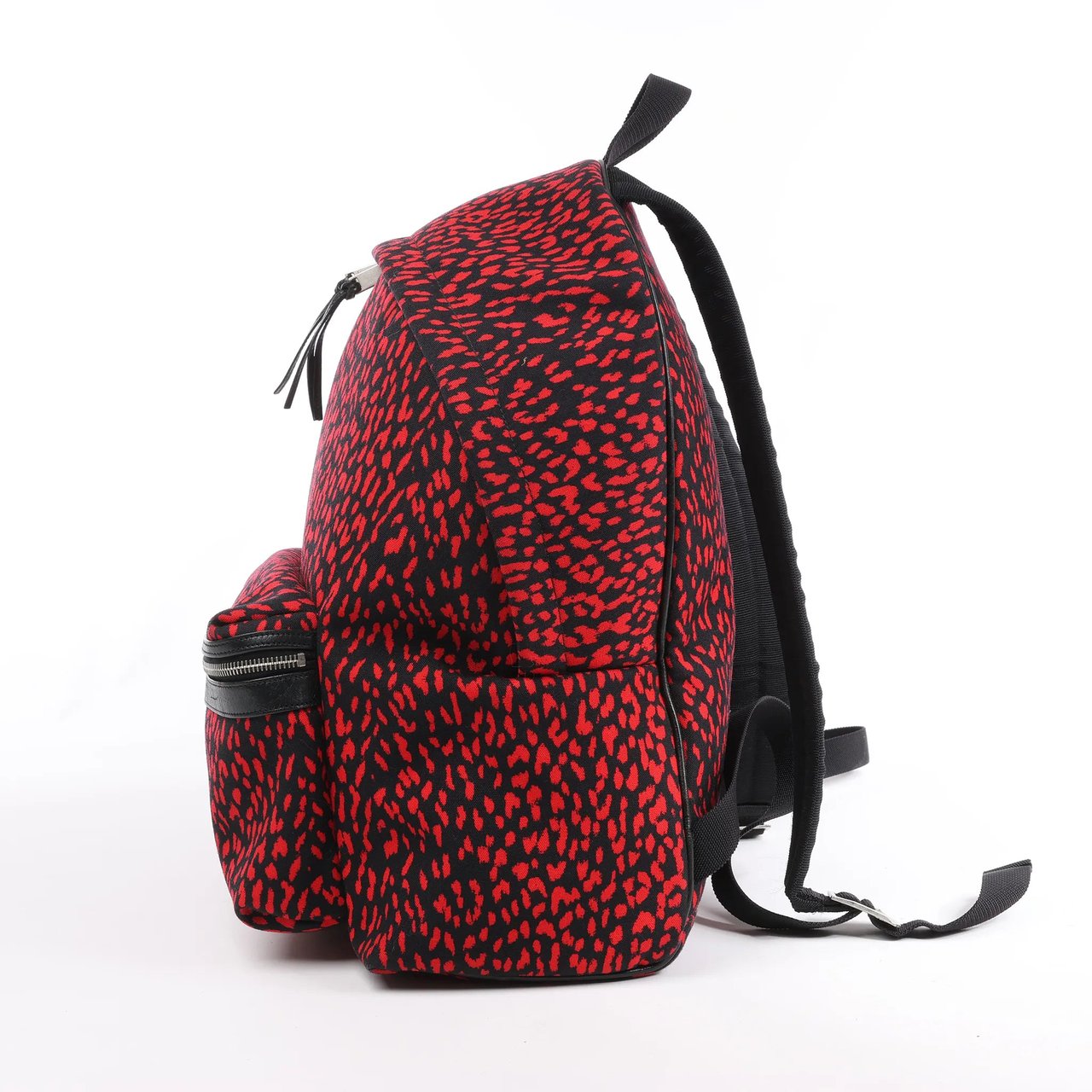 Saint Laurent Saint Laurent Paris Leopard Hunting Canvas x Leather Backpack in Red x Black 326865 Divers