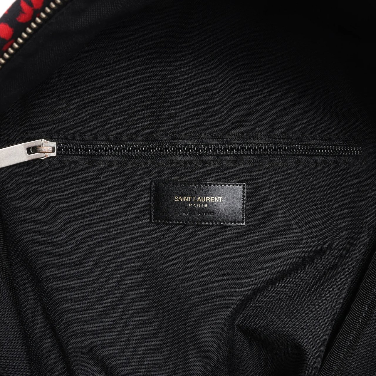 Saint Laurent Saint Laurent Paris Leopard Hunting Canvas x Leather Backpack in Red x Black 326865 Divers