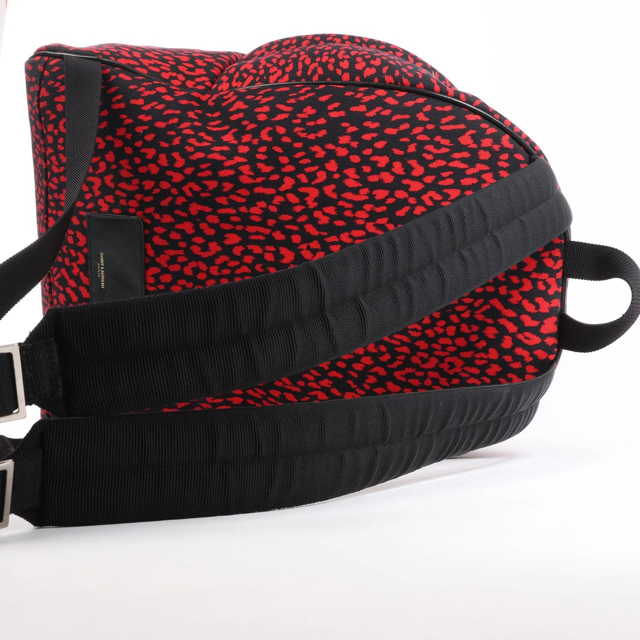 Saint Laurent Saint Laurent Paris Leopard Hunting Canvas x Leather Backpack in Red x Black 326865 Divers