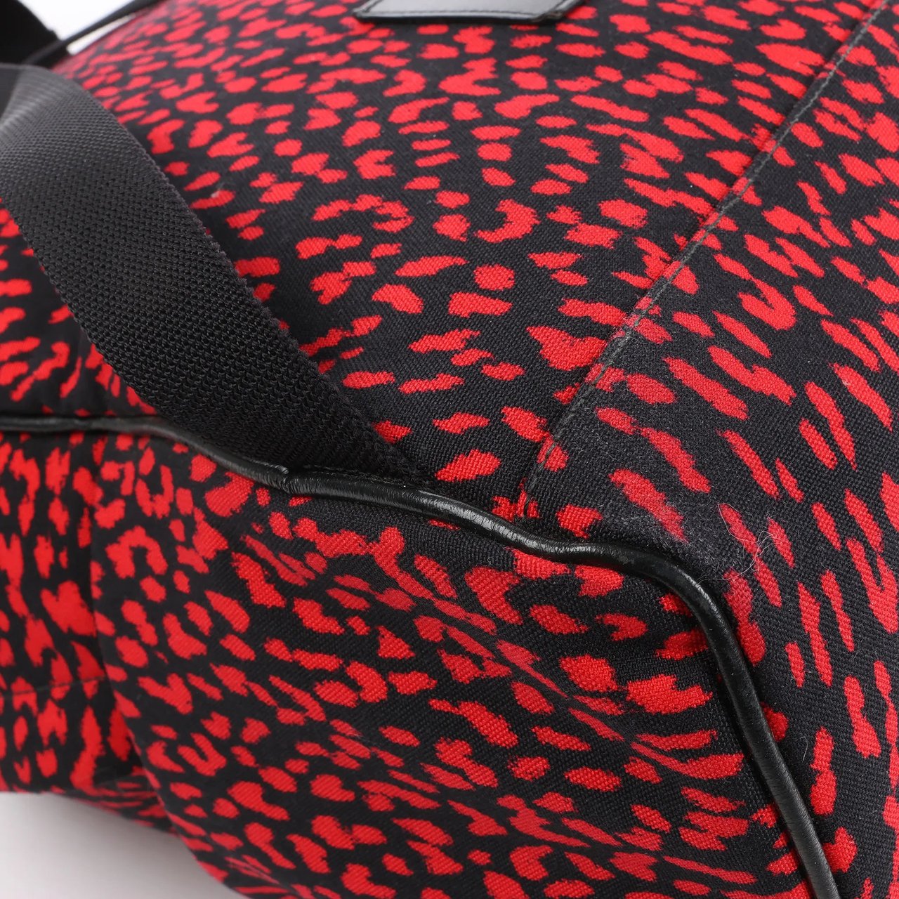 Saint Laurent Saint Laurent Paris Leopard Hunting Canvas x Leather Backpack in Red x Black 326865 Divers