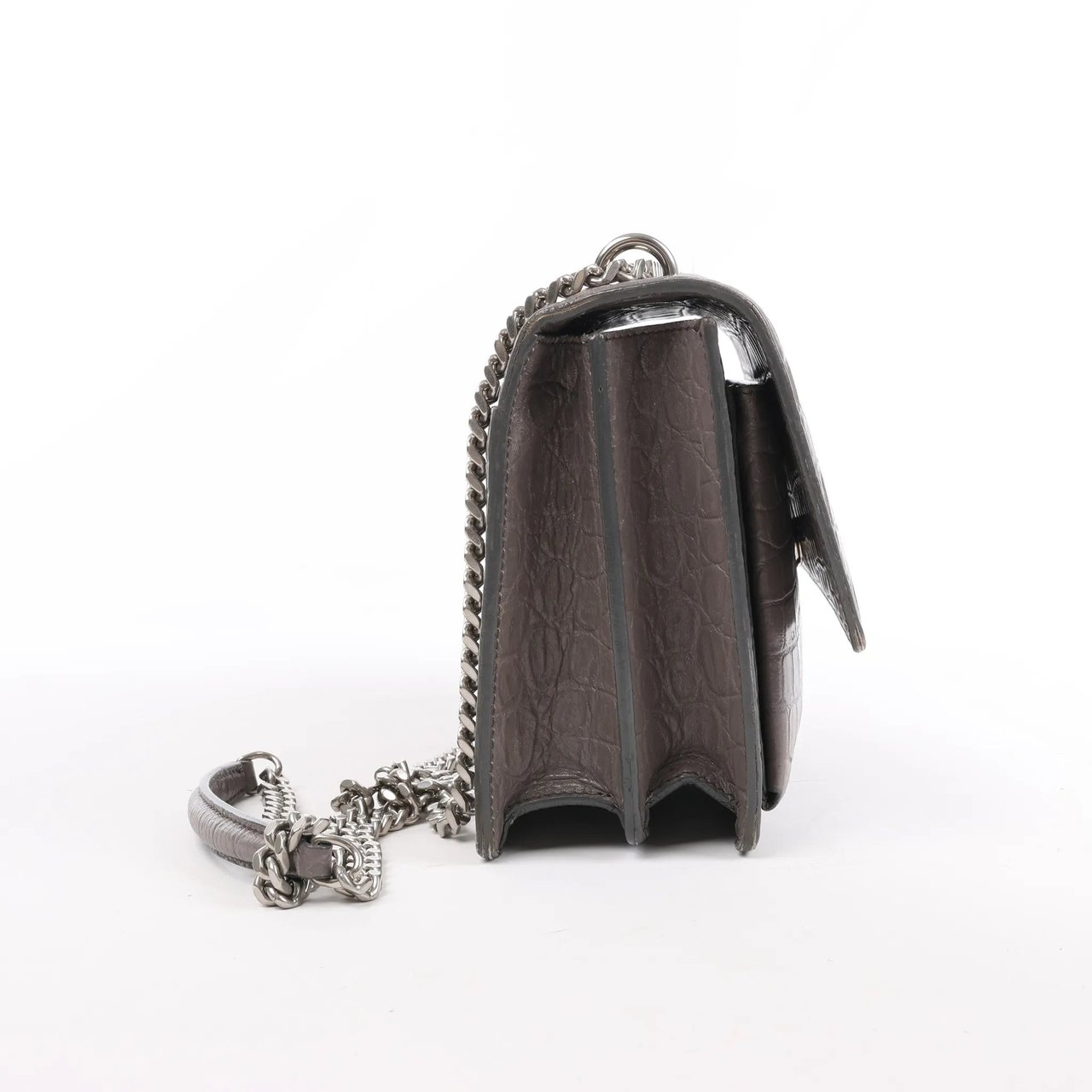 Saint Laurent Saint Laurent Paris Sunset Medium Mock Croc Shoulder Bag in Gray 442906 Grijs