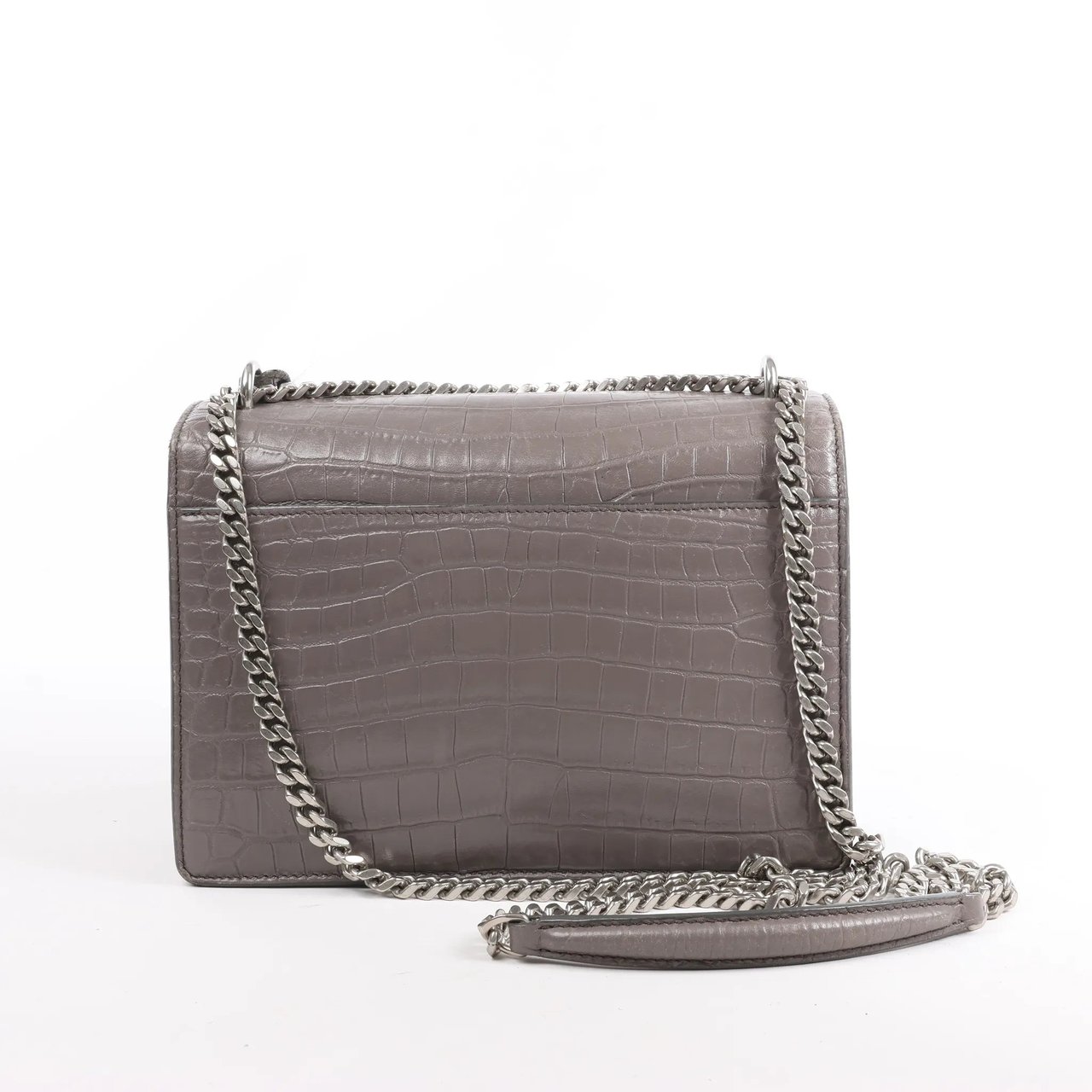 Saint Laurent Saint Laurent Paris Sunset Medium Mock Croc Shoulder Bag in Gray 442906 Grijs