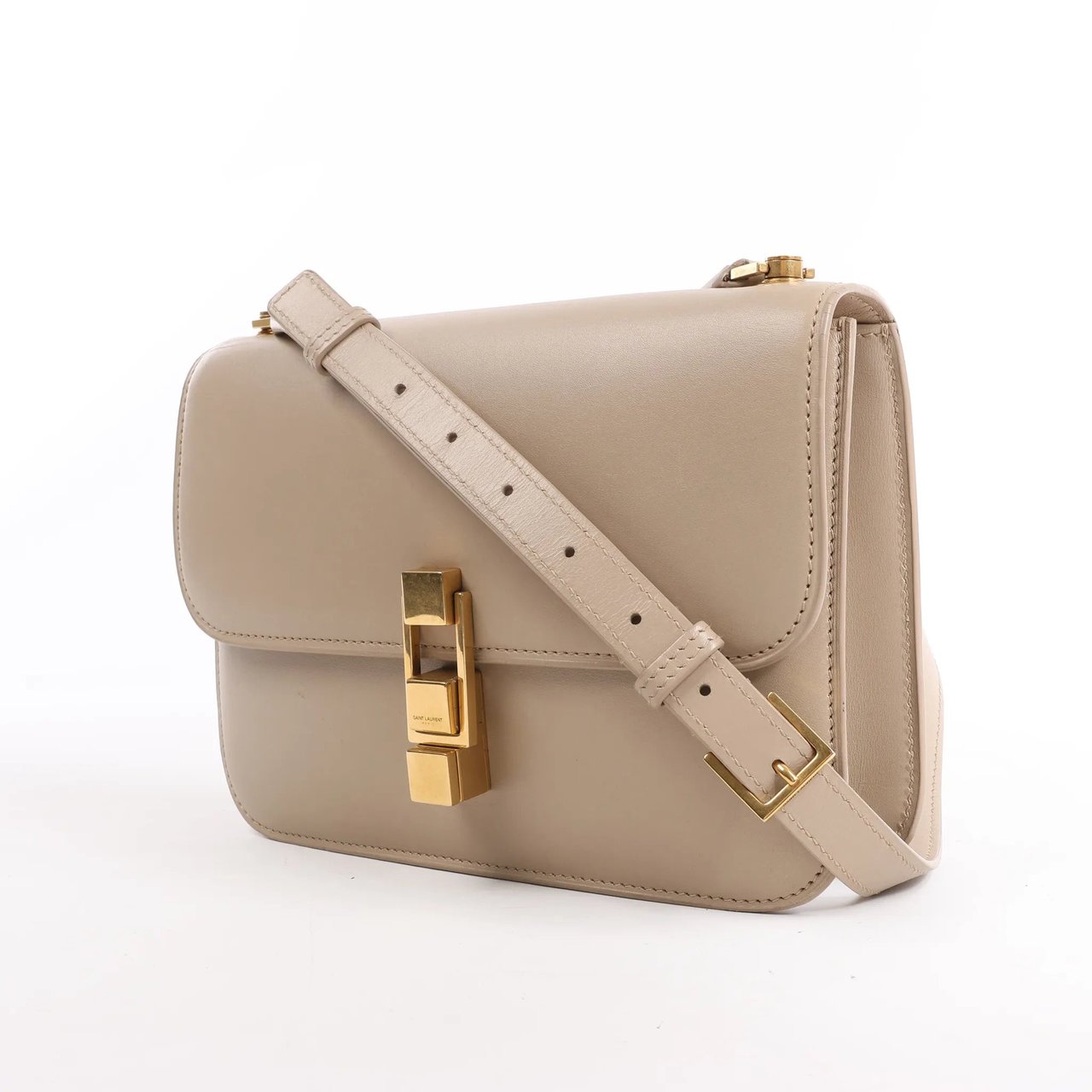 Saint Laurent Saint Laurent Paris Carre Leather Shoulder bag in Beige 633214 Beige