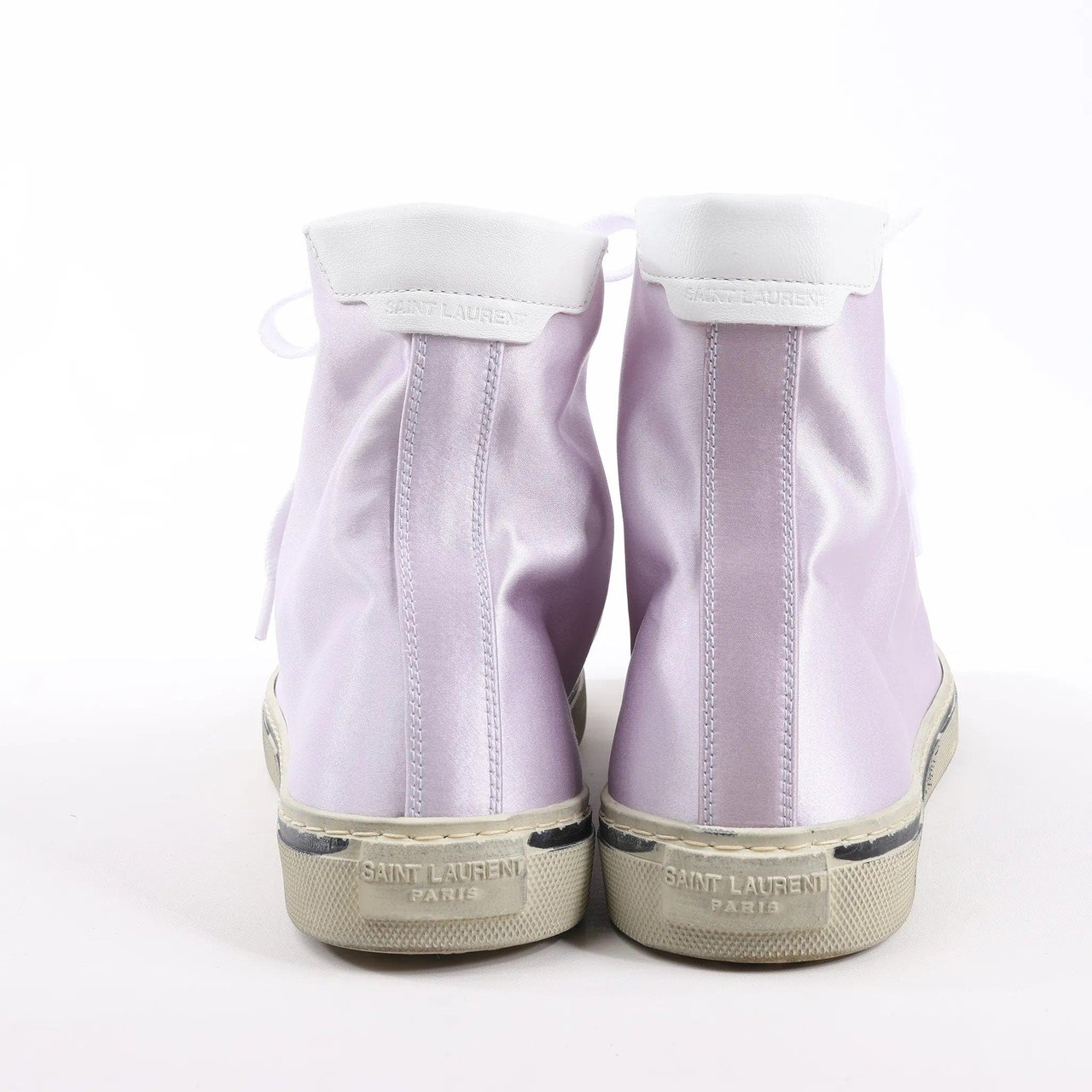 Saint Laurent Saint Laurent Paris Malibu Satin High-top Sneakers in Metallic Purple 718403, Size 38 EU Paars