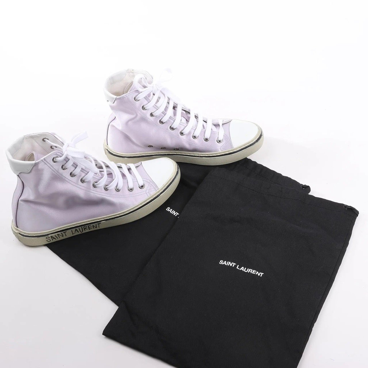 Saint Laurent Saint Laurent Paris Malibu Satin High-top Sneakers in Metallic Purple 718403, Size 38 EU Paars