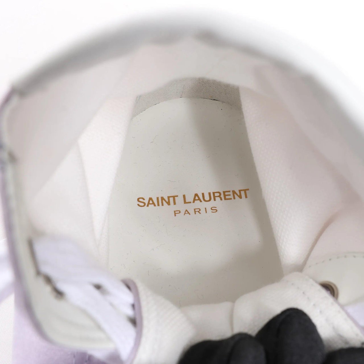 Saint Laurent Saint Laurent Paris Malibu Satin High-top Sneakers in Metallic Purple 718403, Size 38 EU Paars