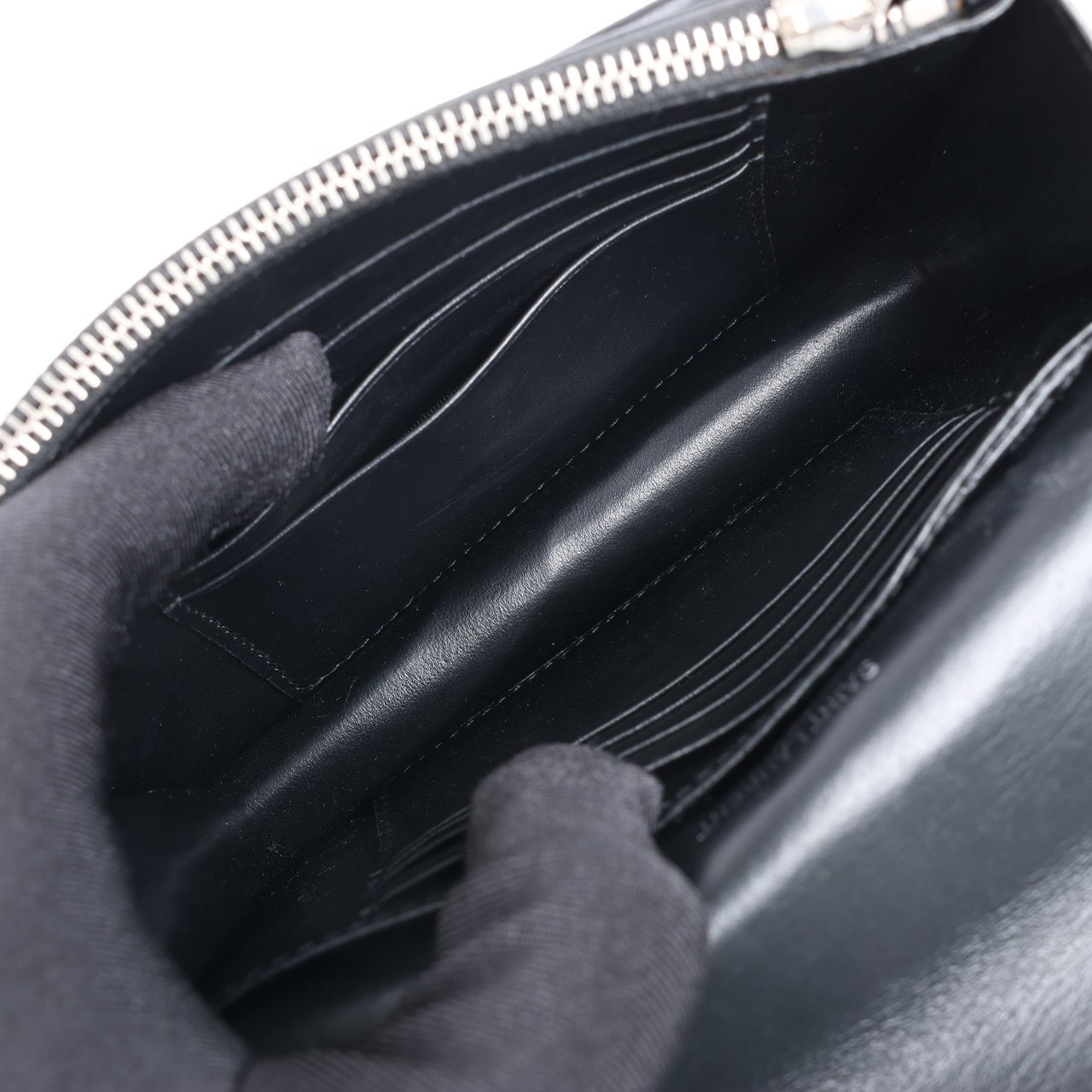 Saint Laurent Saint Laurent Paris Sunset Mock Croc Shoulder Bag in Black Zwart