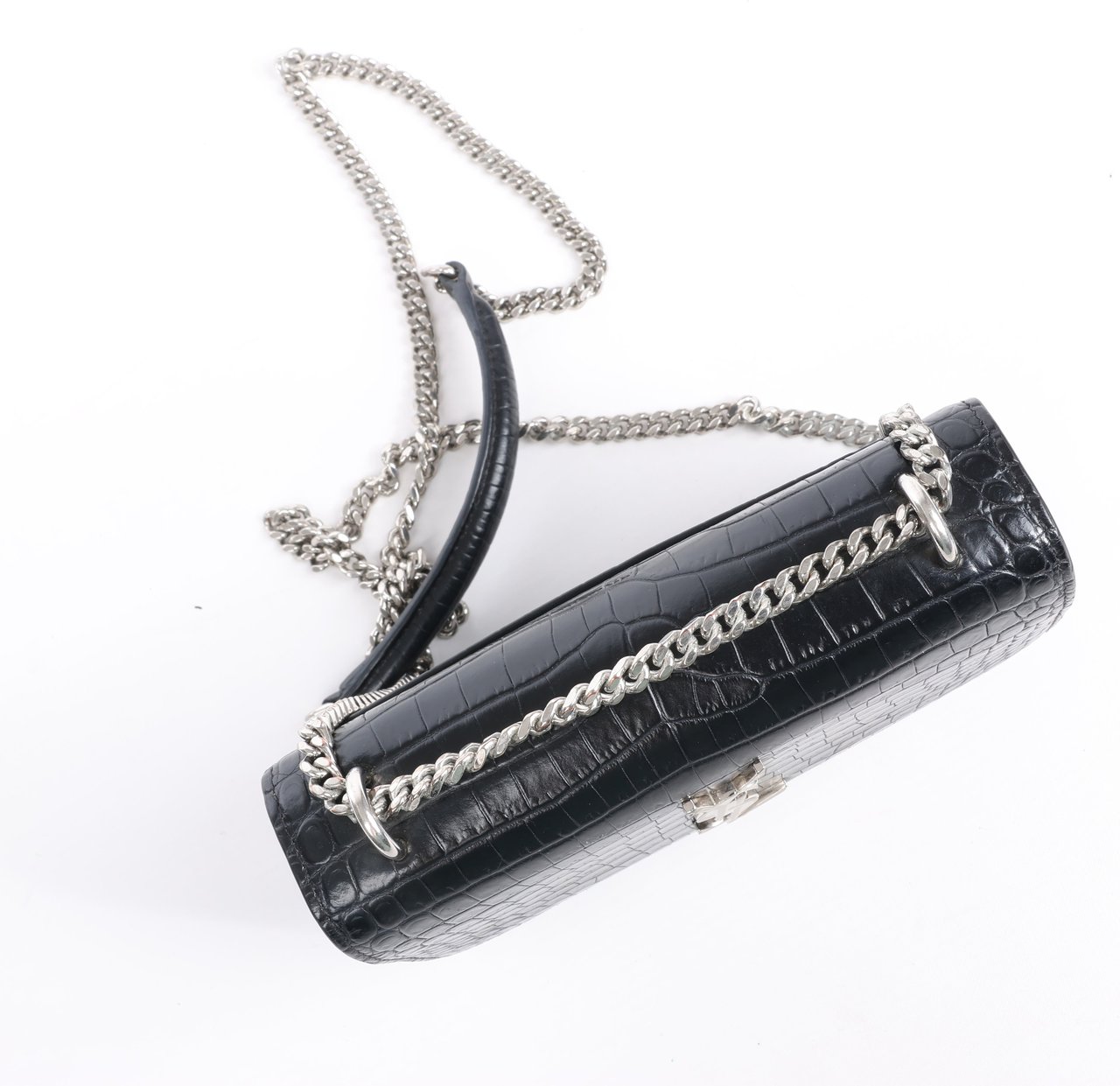 Saint Laurent Saint Laurent Paris Sunset Mock Croc Shoulder Bag in Black Zwart