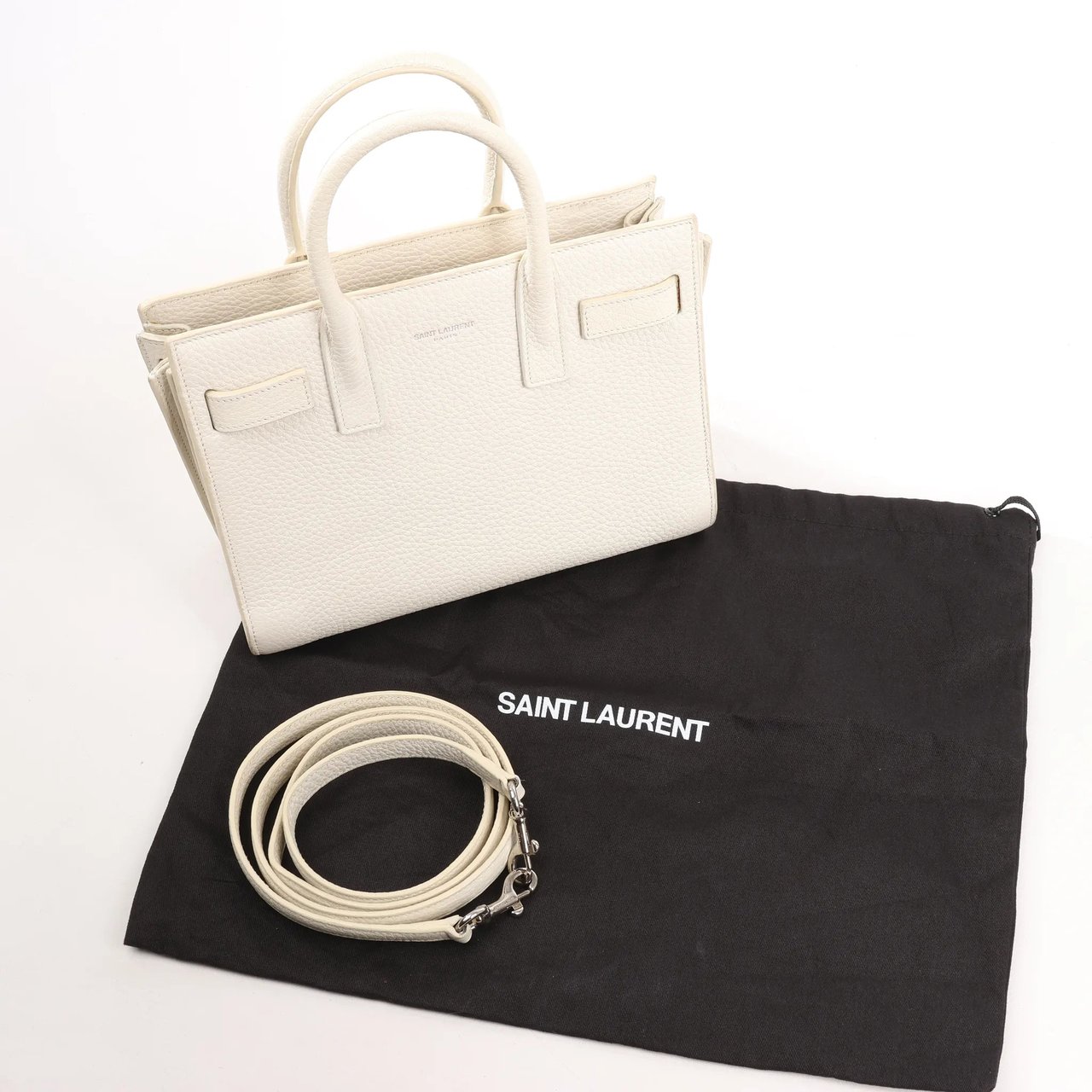 Saint Laurent Saint Laurent Paris Sac de Jour Nano Leather 2Way Handbag White 340778 Divers