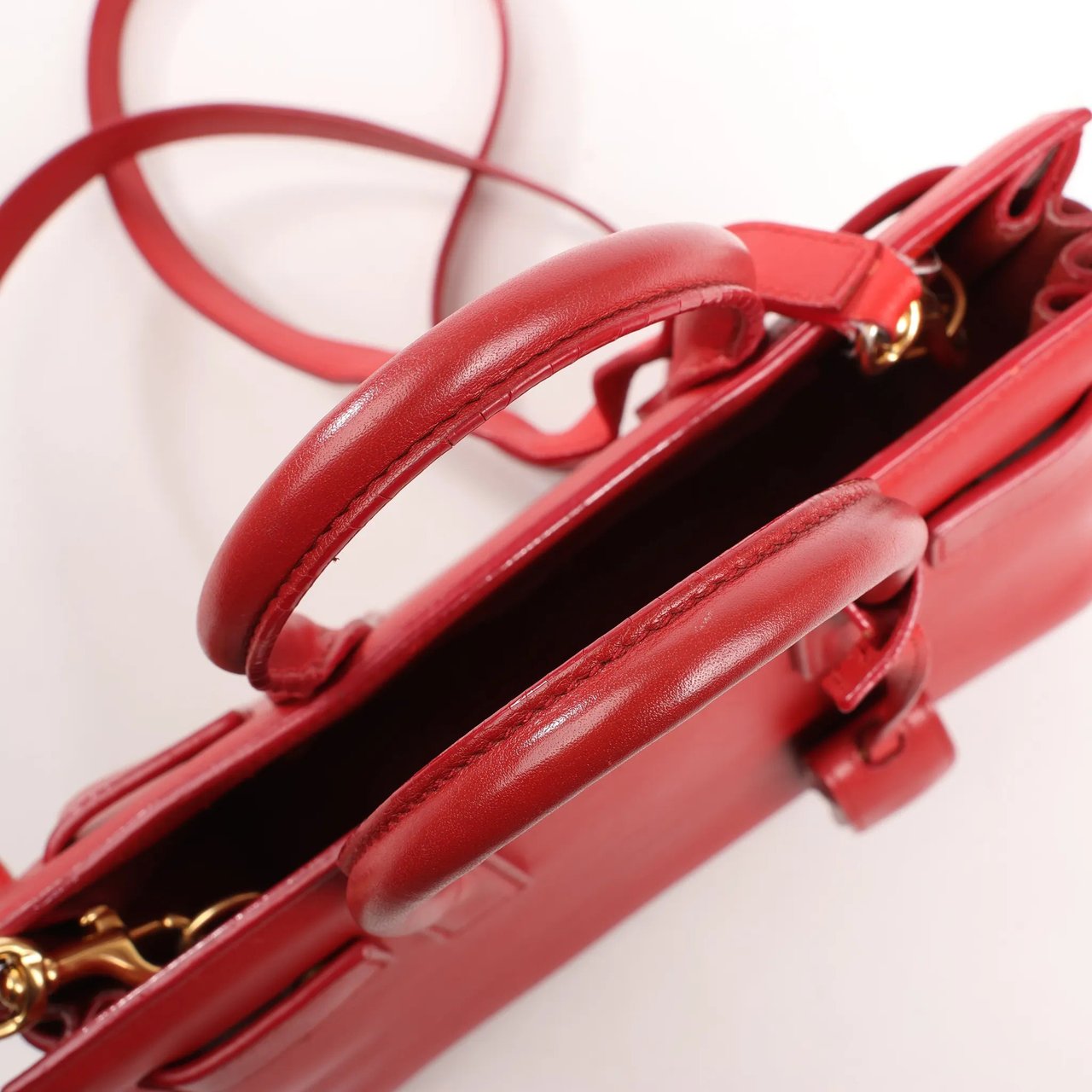 Saint Laurent Saint Laurent Paris Sac de Jour Nano Leather 2Way Handbag Red 340778 Divers