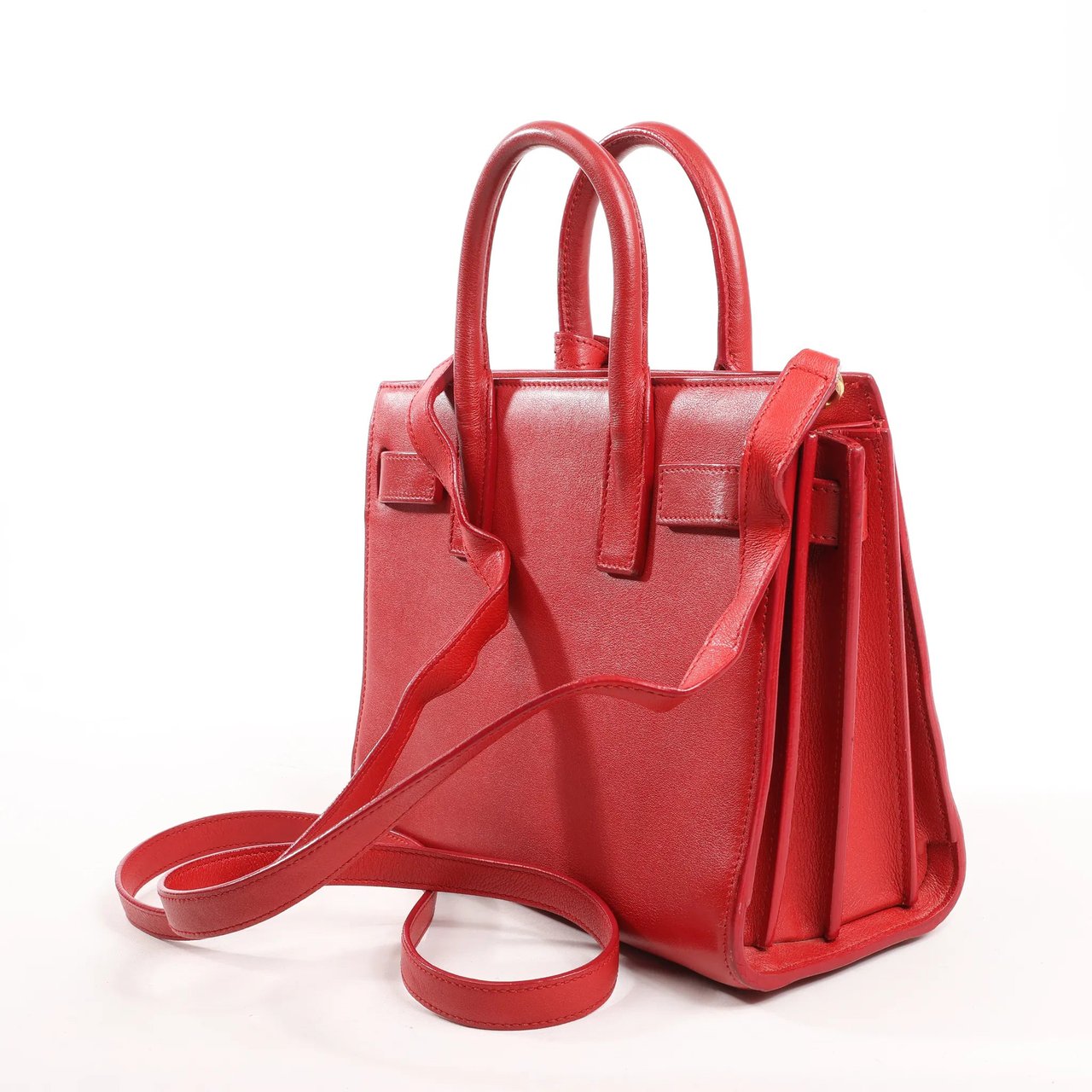 Saint Laurent Saint Laurent Paris Sac de Jour Nano Leather 2Way Handbag Red 340778 Divers