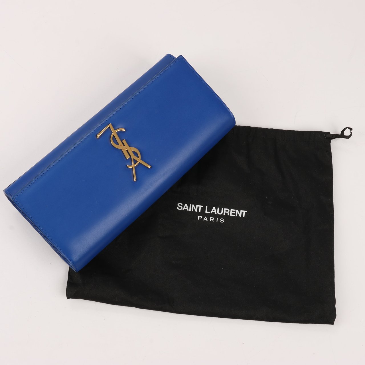 Saint Laurent Saint Laurent Paris Kate Monogramme Smooth Leather Clutch in Blue Majorelle Blauw