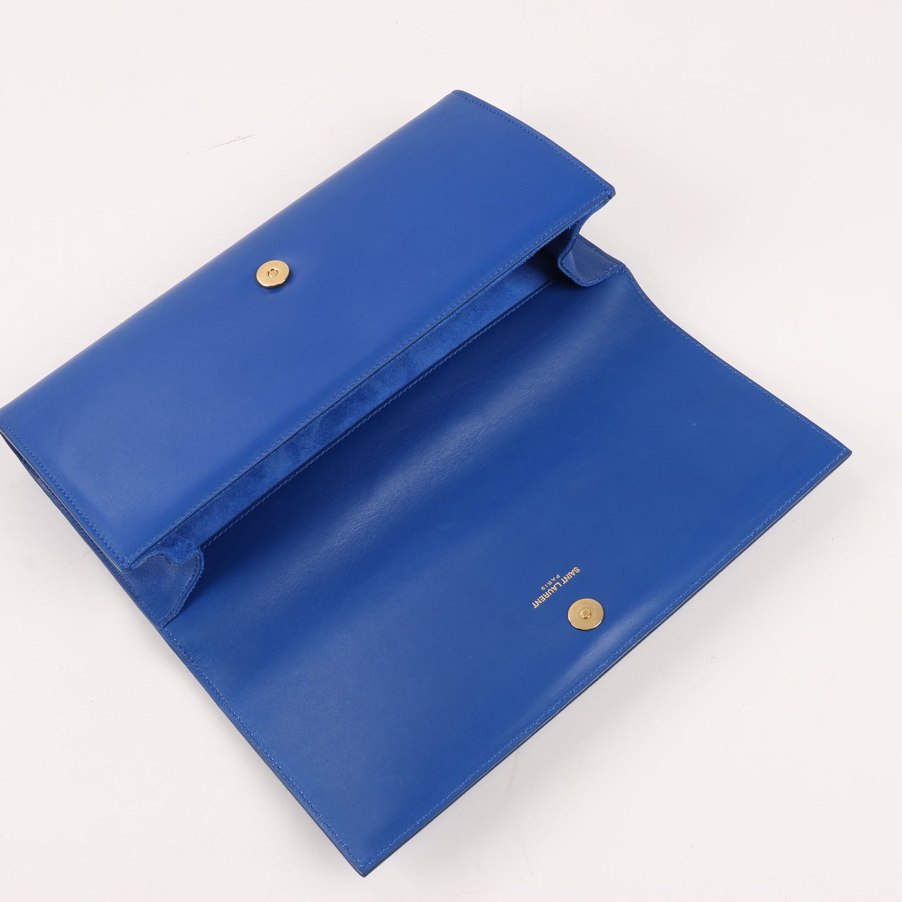 Saint Laurent Saint Laurent Paris Kate Monogramme Smooth Leather Clutch in Blue Majorelle Blauw