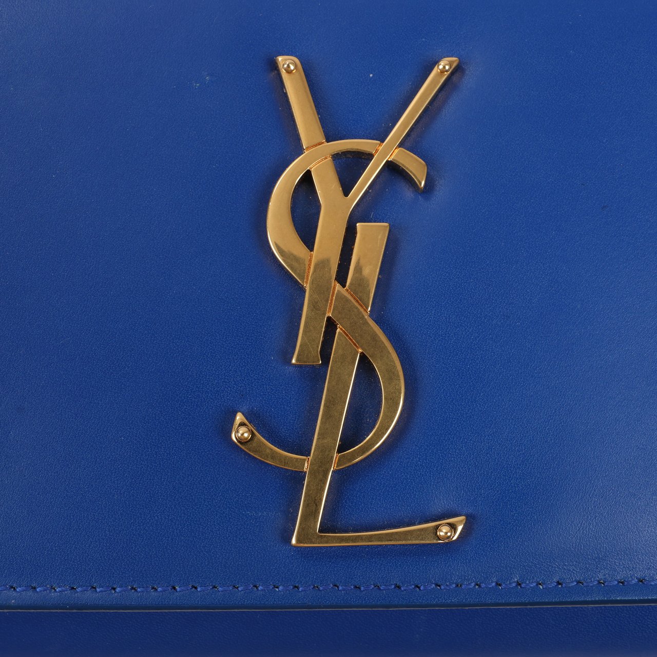 Saint Laurent Saint Laurent Paris Kate Monogramme Smooth Leather Clutch in Blue Majorelle Blauw