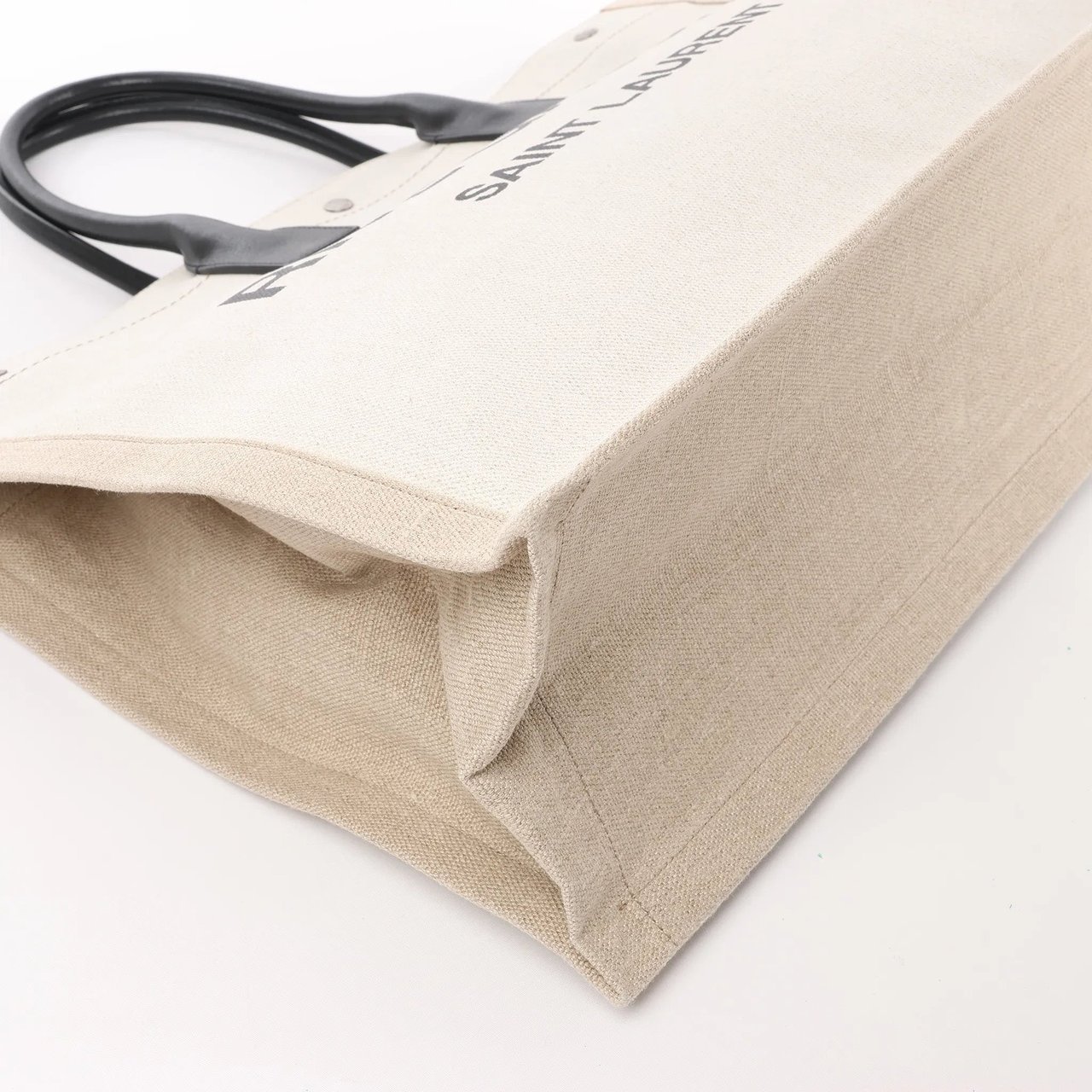 Saint Laurent Saint Laurent Rive Gauche Large Tote Bag in Printed Canvas and Leather in Beige 499290 Beige