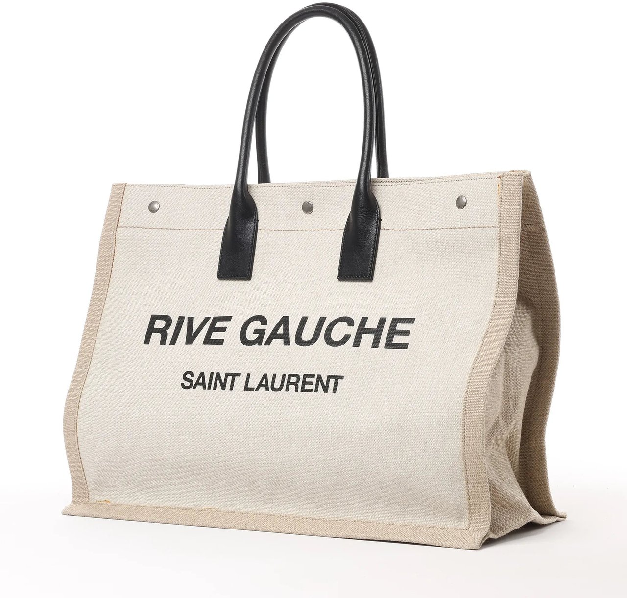 Saint Laurent Saint Laurent Rive Gauche Large Tote Bag in Printed Canvas and Leather in Beige 499290 Beige
