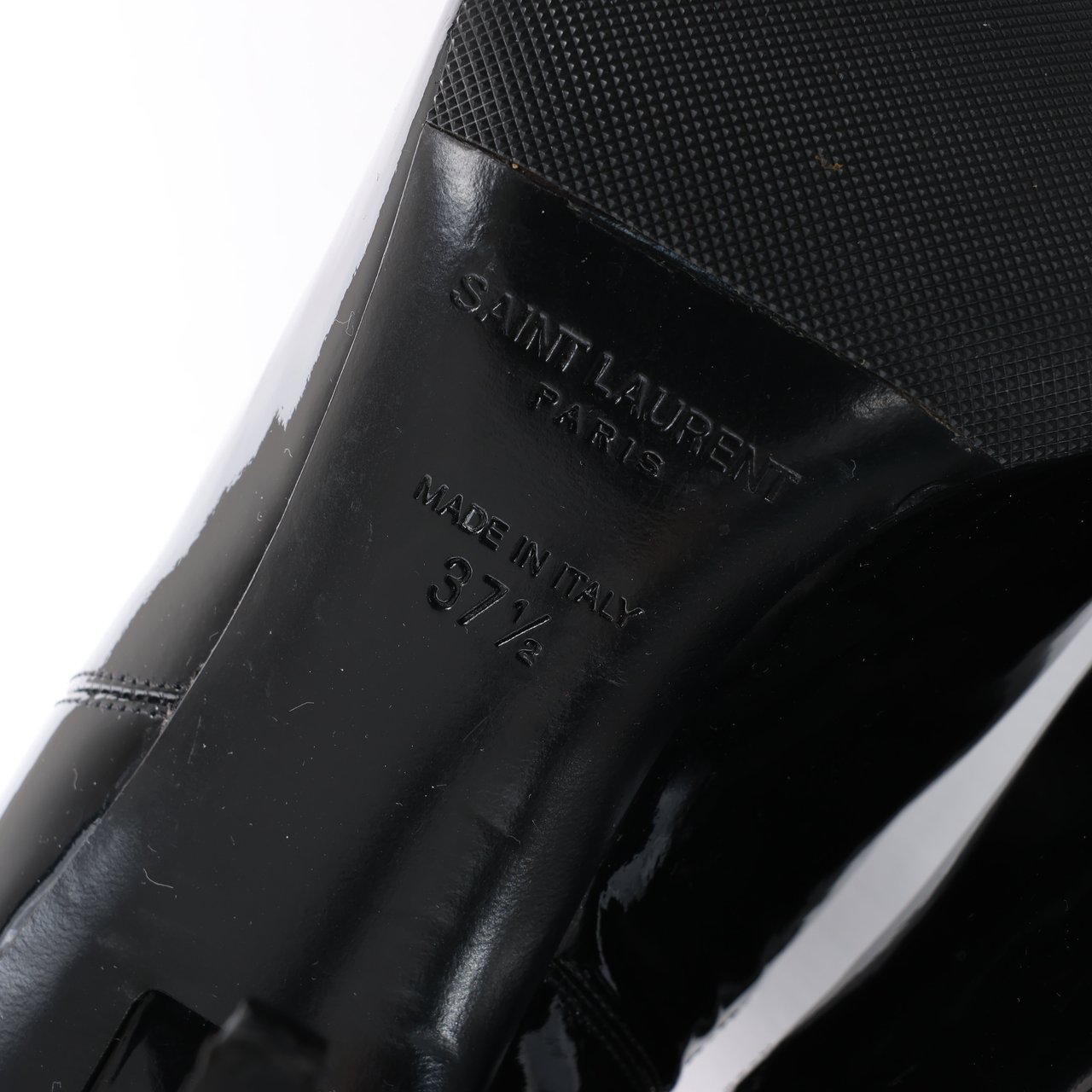 Saint Laurent Saint Laurent Paris Opium Patent leather Ankle Boots in Black AU484171 , Size 37.5 EU Zwart