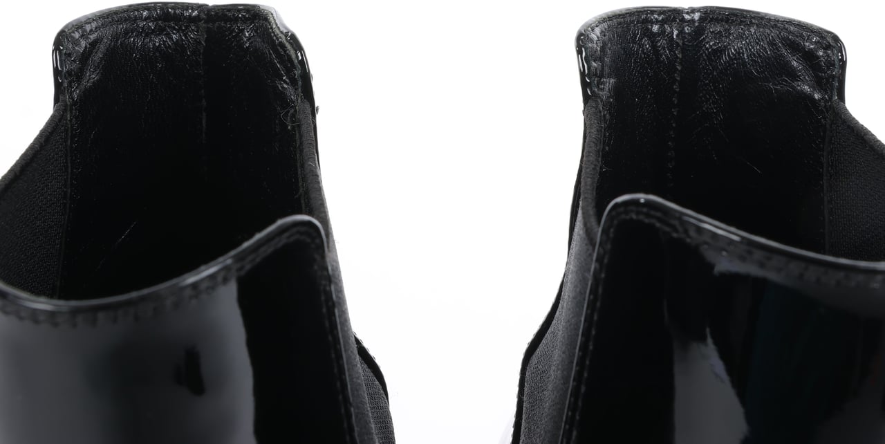 Saint Laurent Saint Laurent Paris Opium Patent leather Ankle Boots in Black AU484171 , Size 37.5 EU Zwart