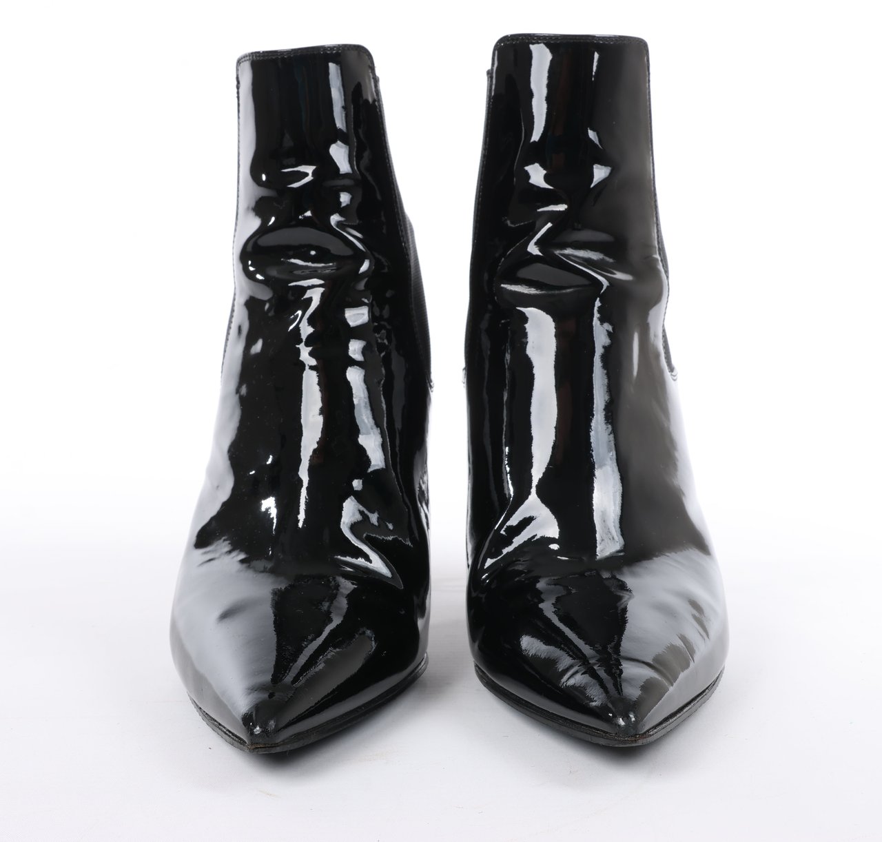 Saint Laurent Saint Laurent Paris Opium Patent leather Ankle Boots in Black AU484171 , Size 37.5 EU Zwart
