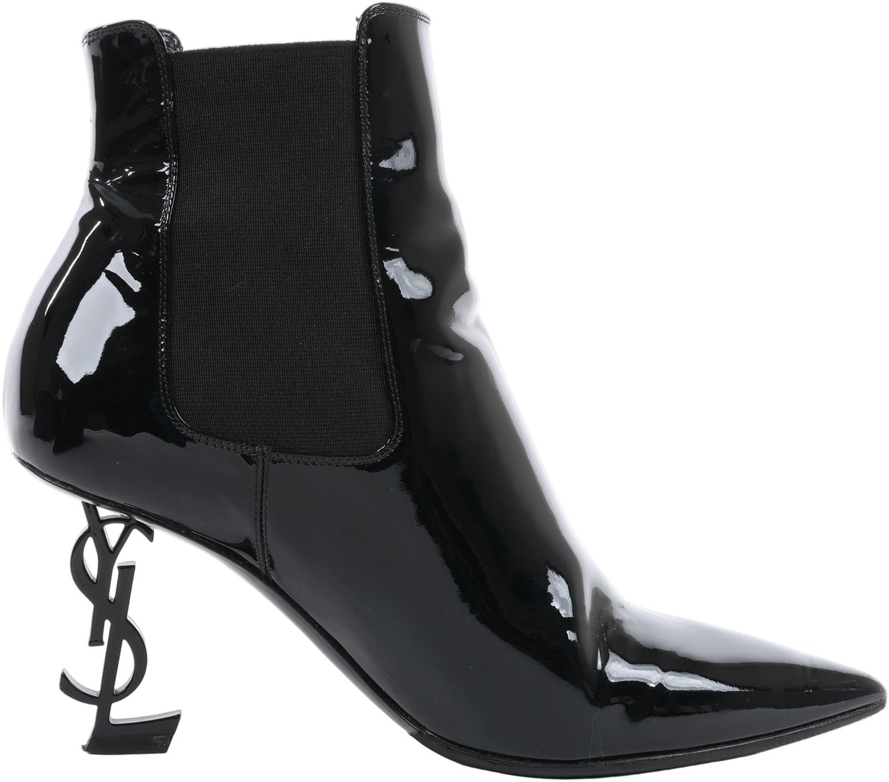 Saint Laurent Saint Laurent Paris Opium Patent leather Ankle Boots in Black AU484171 , Size 37.5 EU Zwart