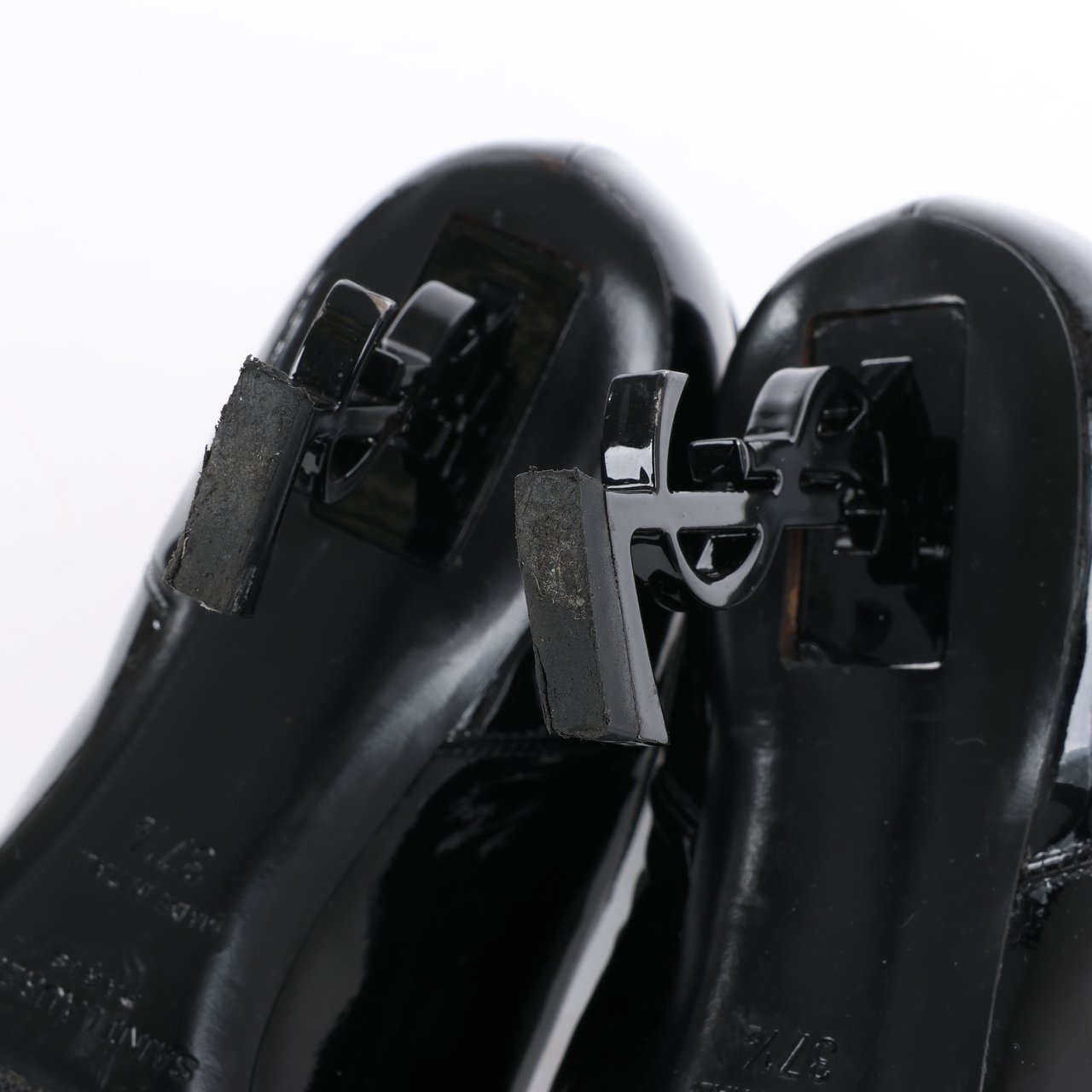 Saint Laurent Saint Laurent Paris Opium Patent leather Ankle Boots in Black AU484171 , Size 37.5 EU Zwart