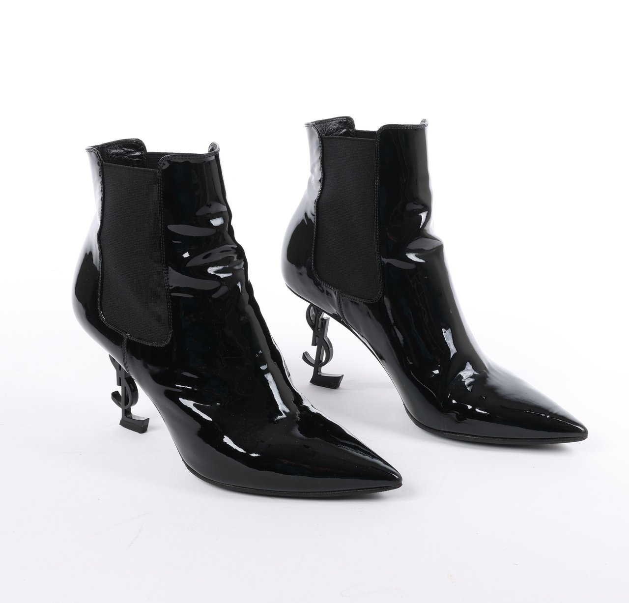 Saint Laurent Saint Laurent Paris Opium Patent leather Ankle Boots in Black AU484171 , Size 37.5 EU Zwart