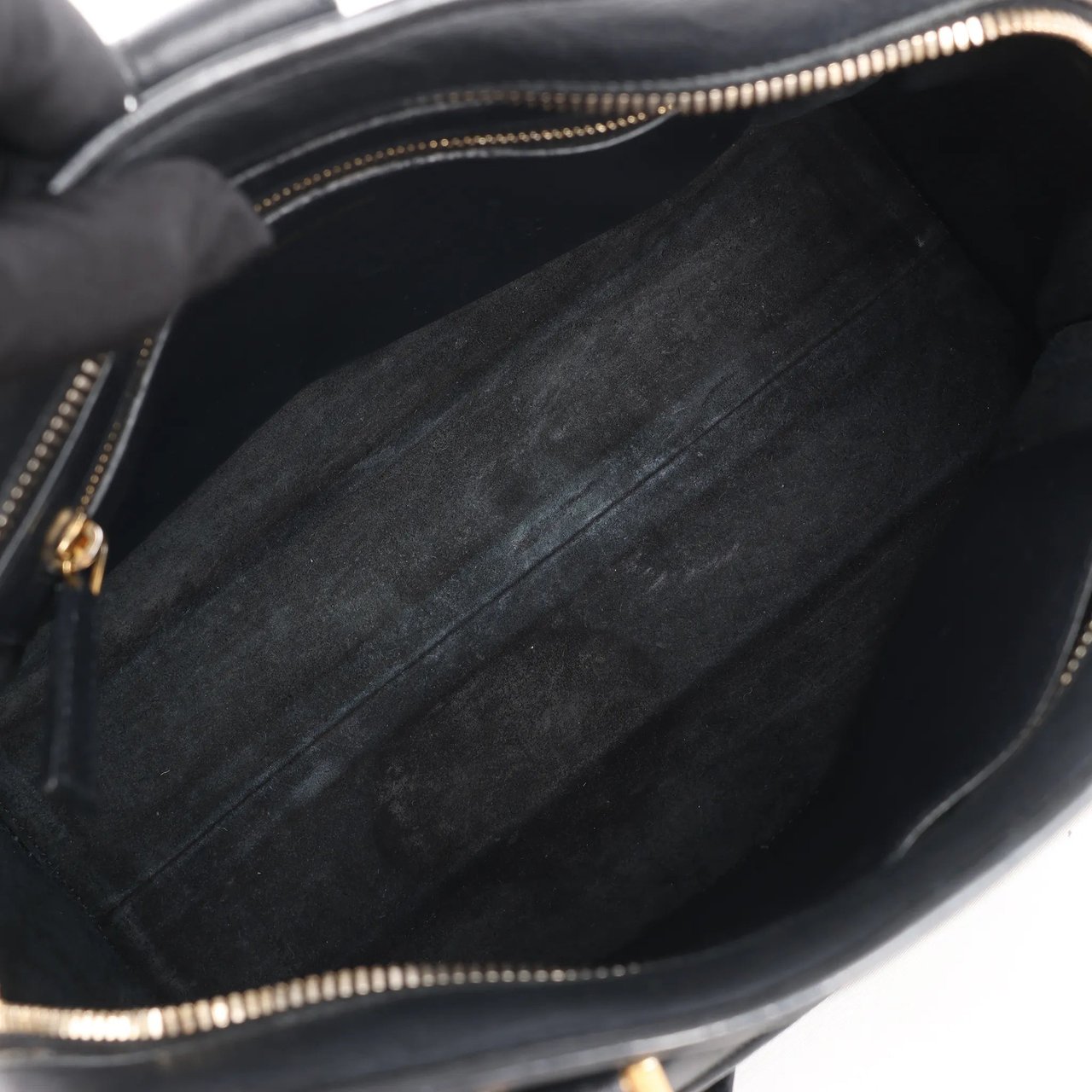 Saint Laurent Saint Laurent Paris Monogram Cabas Leather 2Way Handbag in Black Zwart