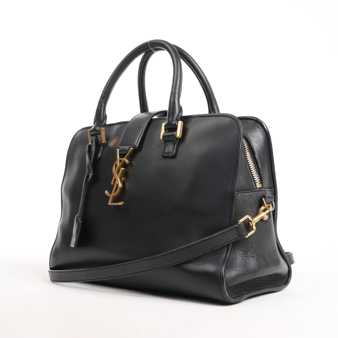 Saint Laurent Saint Laurent Paris Monogram Cabas Leather 2Way Handbag in Black Zwart