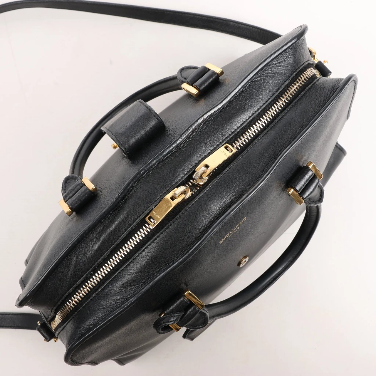 Saint Laurent Saint Laurent Paris Monogram Cabas Leather 2Way Handbag in Black Zwart