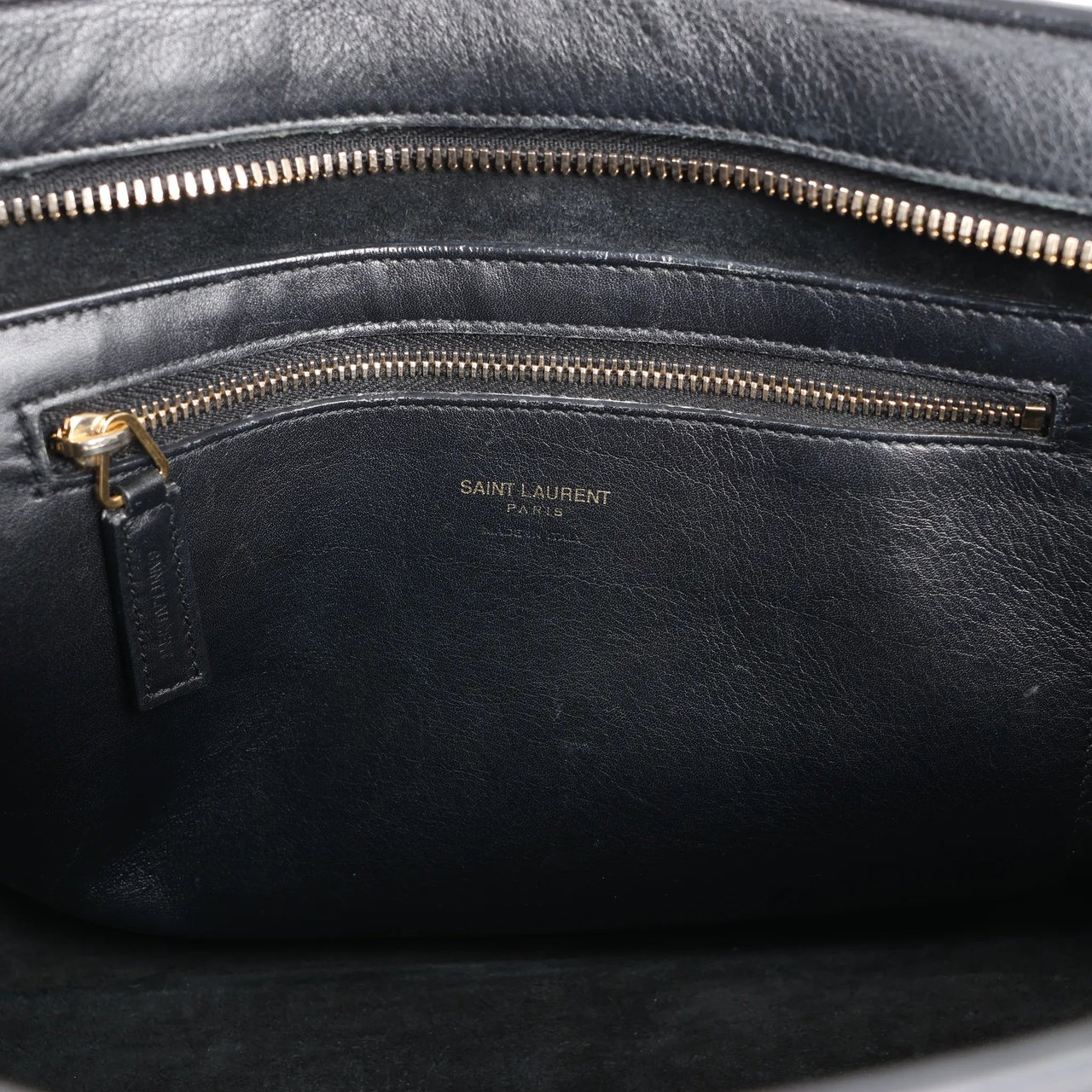 Saint Laurent Saint Laurent Paris Monogram Cabas Leather 2Way Handbag in Black Zwart