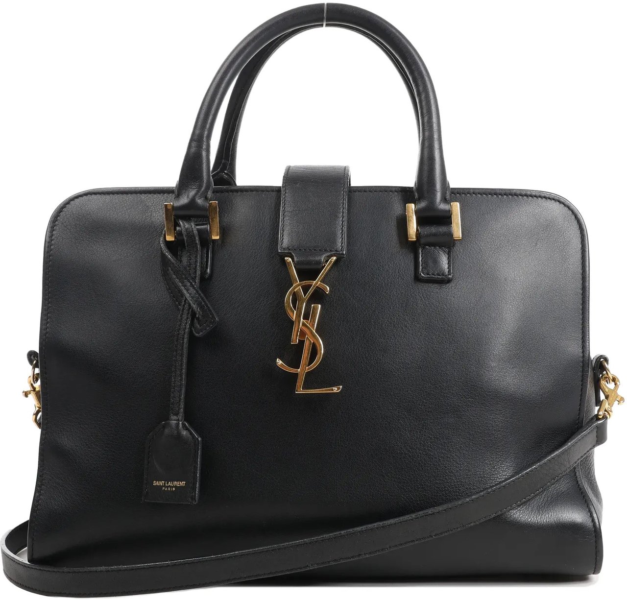 Saint Laurent Saint Laurent Paris Monogram Cabas Leather 2Way Handbag in Black Zwart