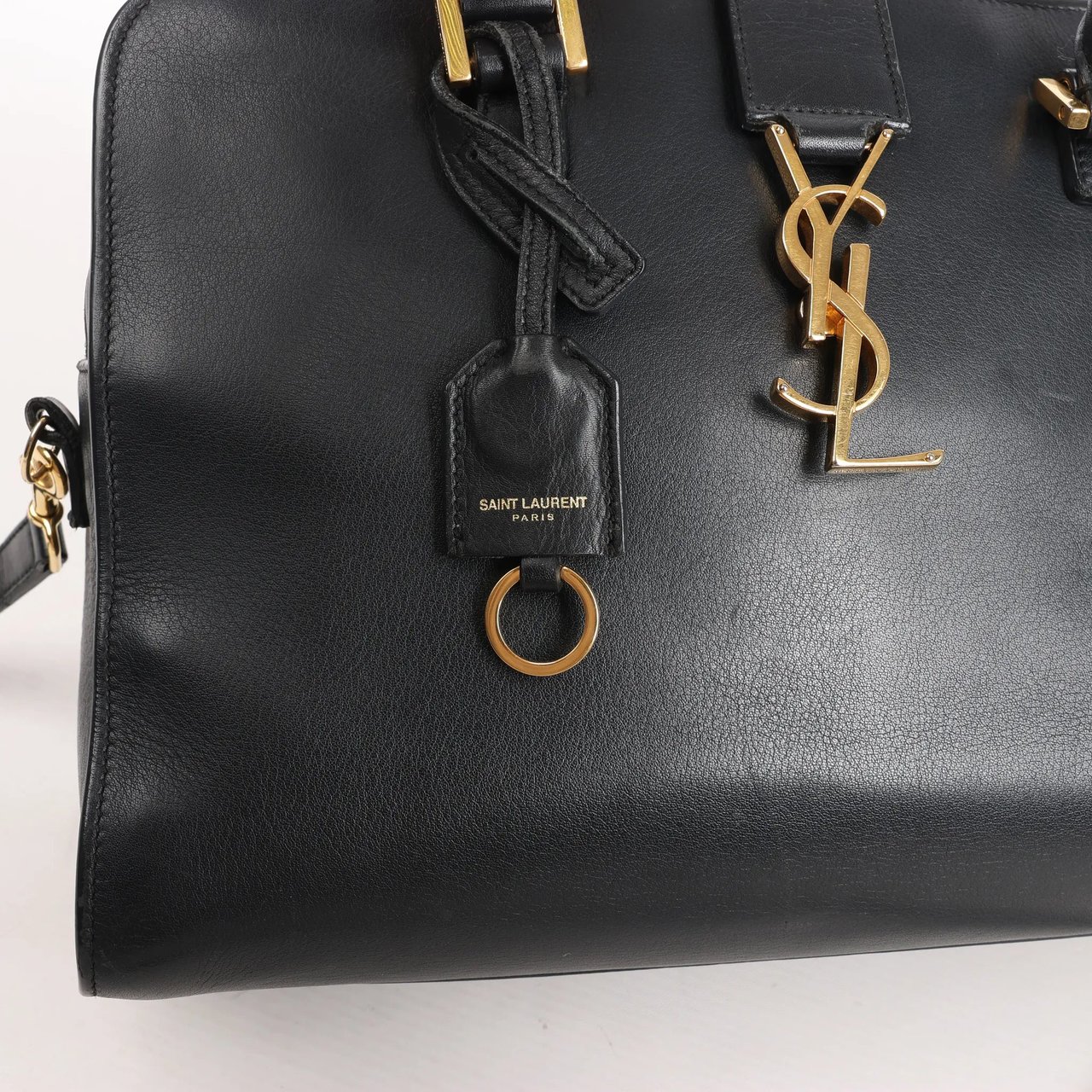 Saint Laurent Saint Laurent Paris Monogram Cabas Leather 2Way Handbag in Black Zwart